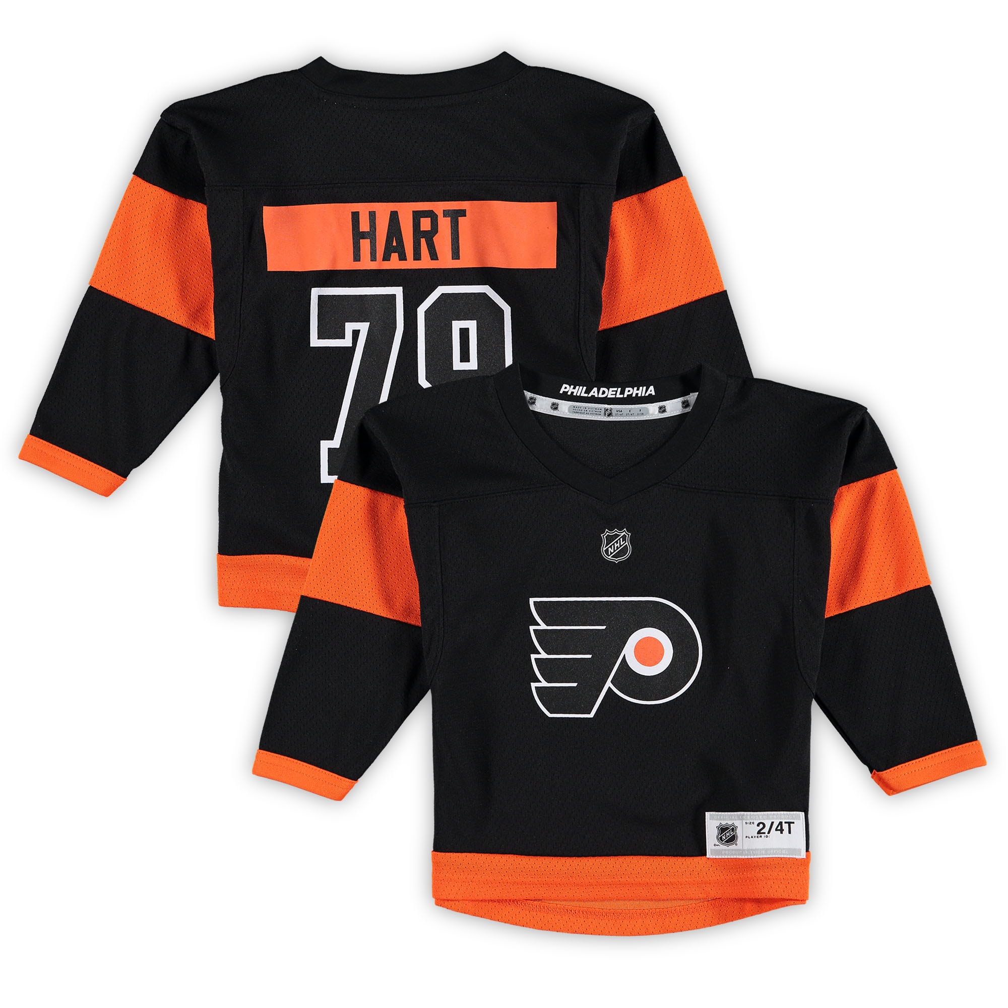 Carter Hart Philadelphia Flyers Toddler 2018\/19 Alternate Replica Player Jersey - Black cheap jerseys for sale - CheapJerseys.Shop