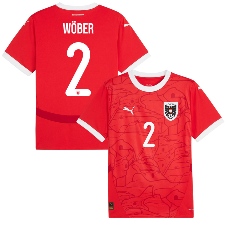Maximilian Wöber 2 Austria National Team 2024/25 Home Men Jersey - Red cheap jerseys for sale - CheapJerseys.Shop