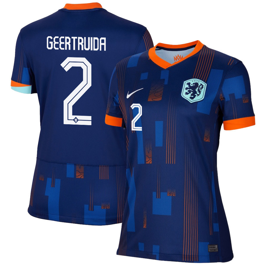 Lutsharel Geertruida 2 Netherlands National Team 2024/25 Away WOMEN Jersey - Navy cheap jerseys for sale - CheapJerseys.Shop