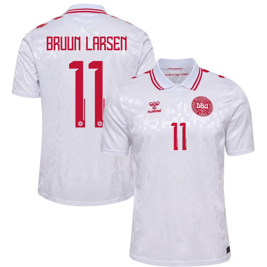 Jacob Bruun Larsen 11 Denmark National Team 2024/25 Away Men Jersey - White cheap jerseys for sale - CheapJerseys.Shop