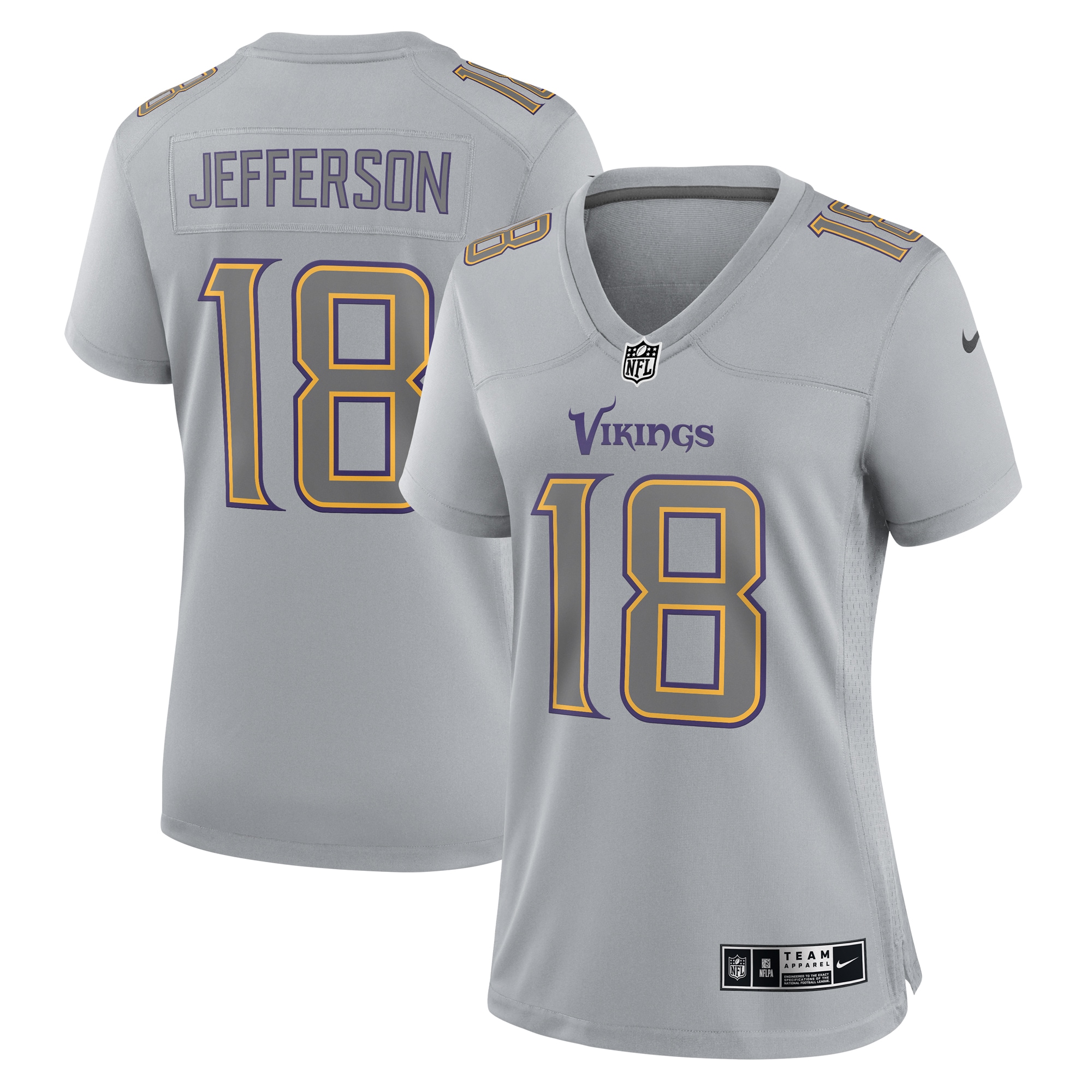 Justin Jefferson Minnesota Vikings Women's Atmosphere Fashion Game Jersey - Gray cheap jerseys for sale - CheapJerseys.Shop
