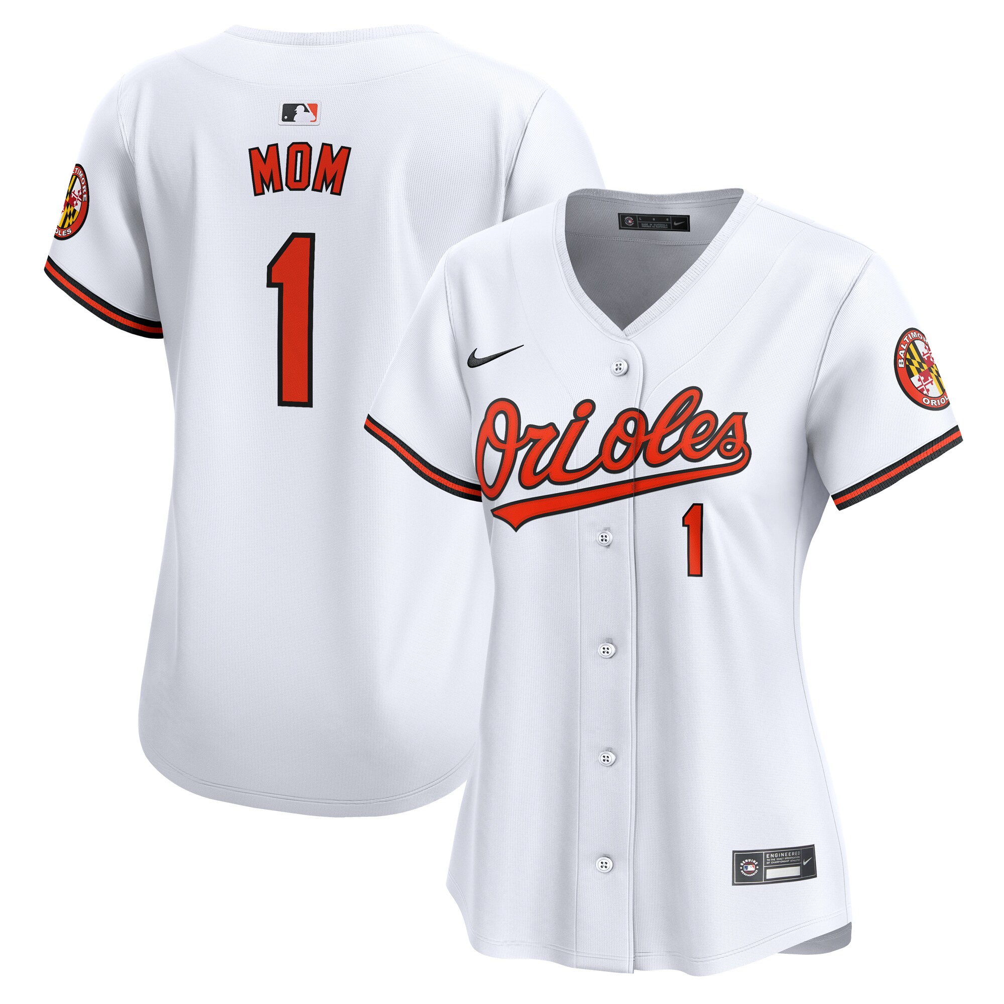 Baltimore Orioles Women's #1 Mom Home Limited Jersey - White cheap jerseys for sale - CheapJerseys.Shop