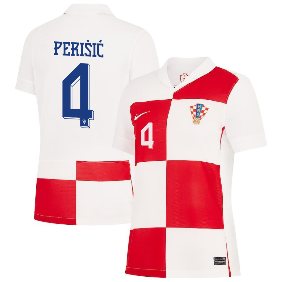 Ivan Perišić 4 Croatia National Team 2024 Home WOMEN Jersey - White cheap jerseys for sale - CheapJerseys.Shop