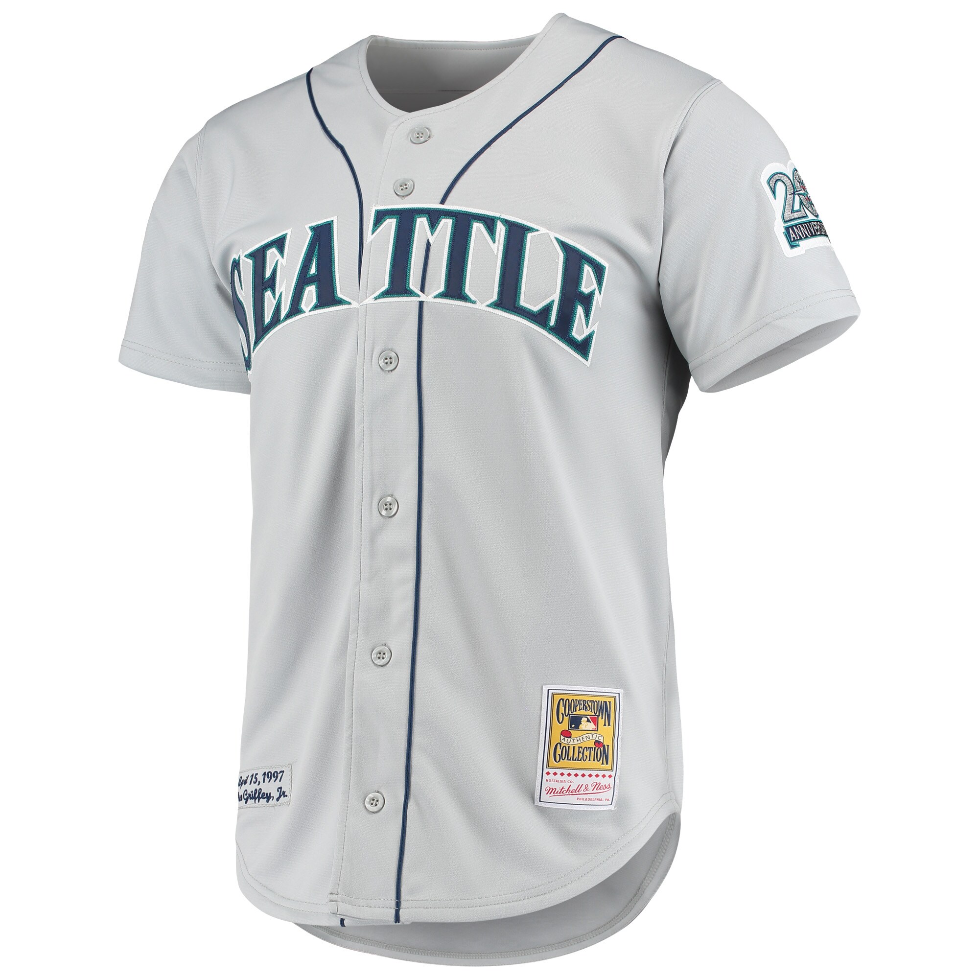 Ken Griffey Jr. Seattle Mariners Mitchell & Ness 20th Anniversary Cooperstown Collection Authentic Jersey - Gray cheap jerseys for sale - CheapJerseys.Shop