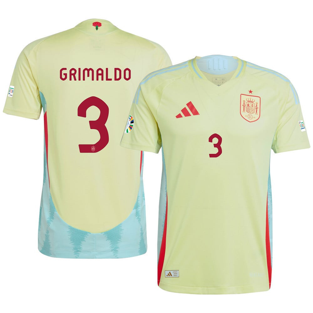 Álex Grimaldo 3 Spain National Team 2024 Away Men Jersey - Yellow cheap jerseys for sale - CheapJerseys.Shop