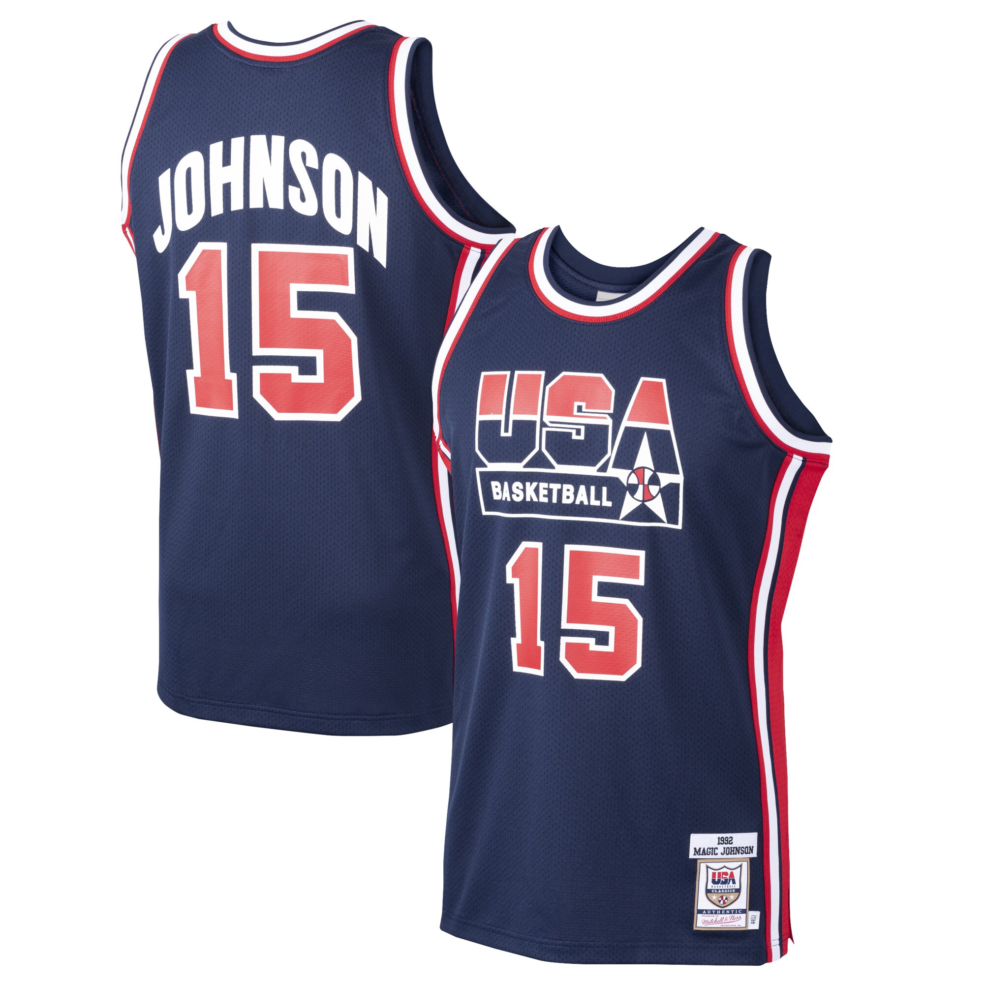 Magic Johnson USA Basketball Mitchell & Ness 1992 Dream Team Authentic Jersey - Navy cheap jerseys for sale - CheapJerseys.Shop