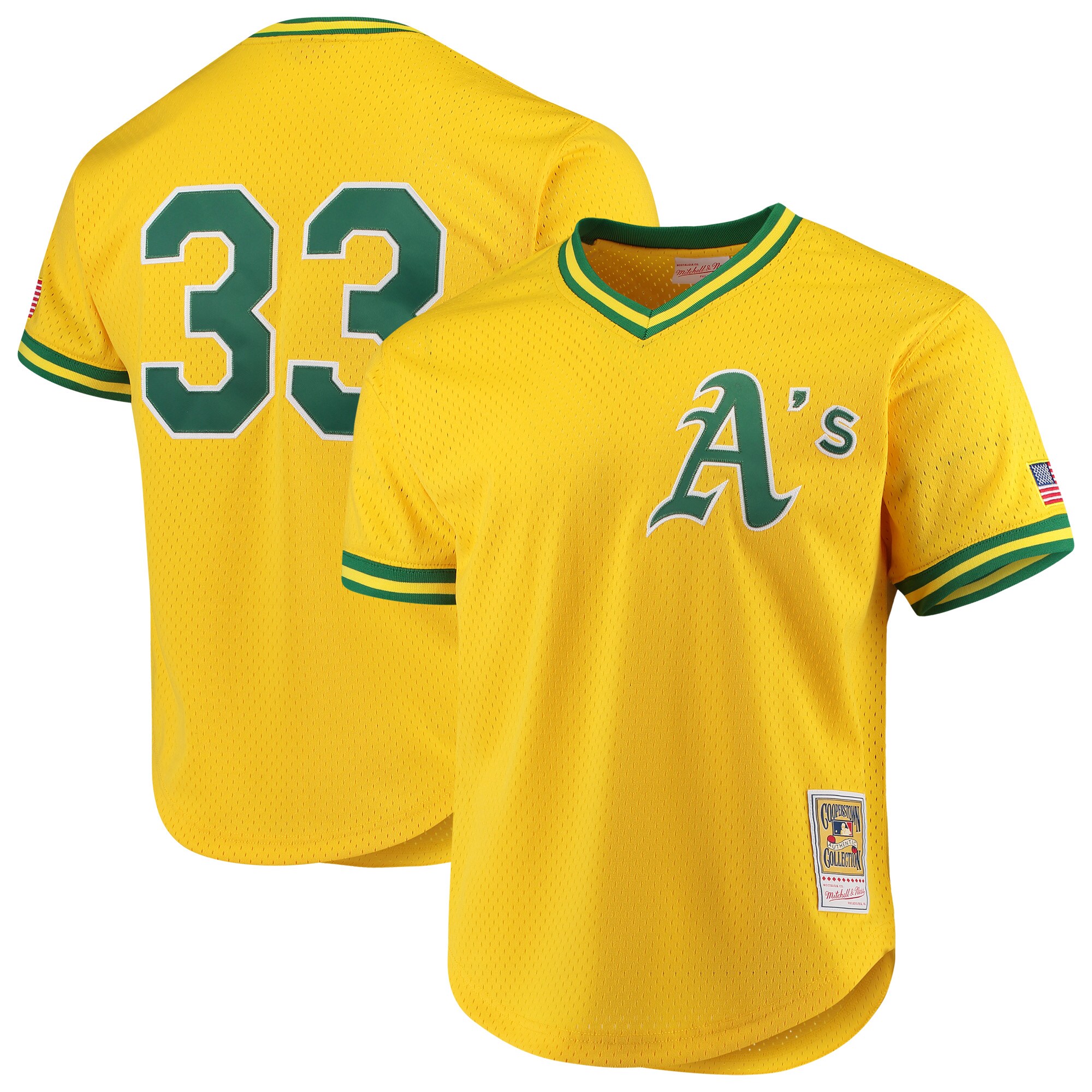 Jose Canseco Oakland Athletics Mitchell & Ness Cooperstown Collection Mesh Batting Practice Jersey - Gold cheap jerseys for sale - CheapJerseys.Shop