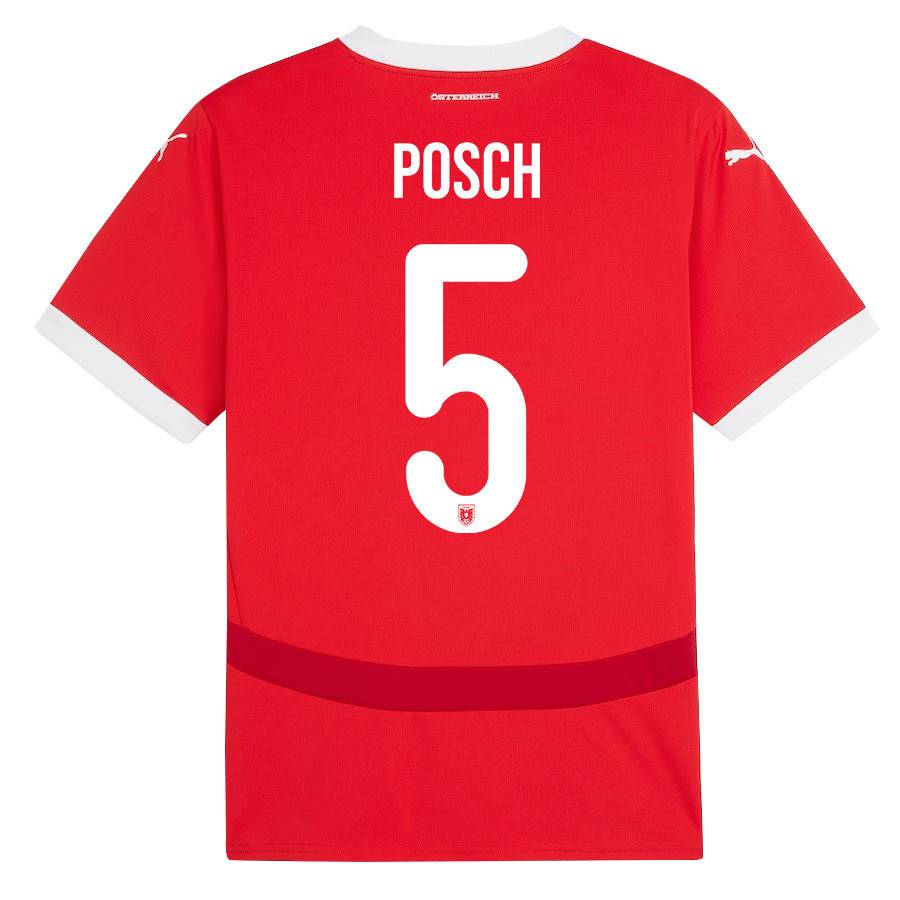 Stefan Posch 5 Austria National Team 2024/25 Home Men Jersey - Red cheap jerseys for sale - CheapJerseys.Shop