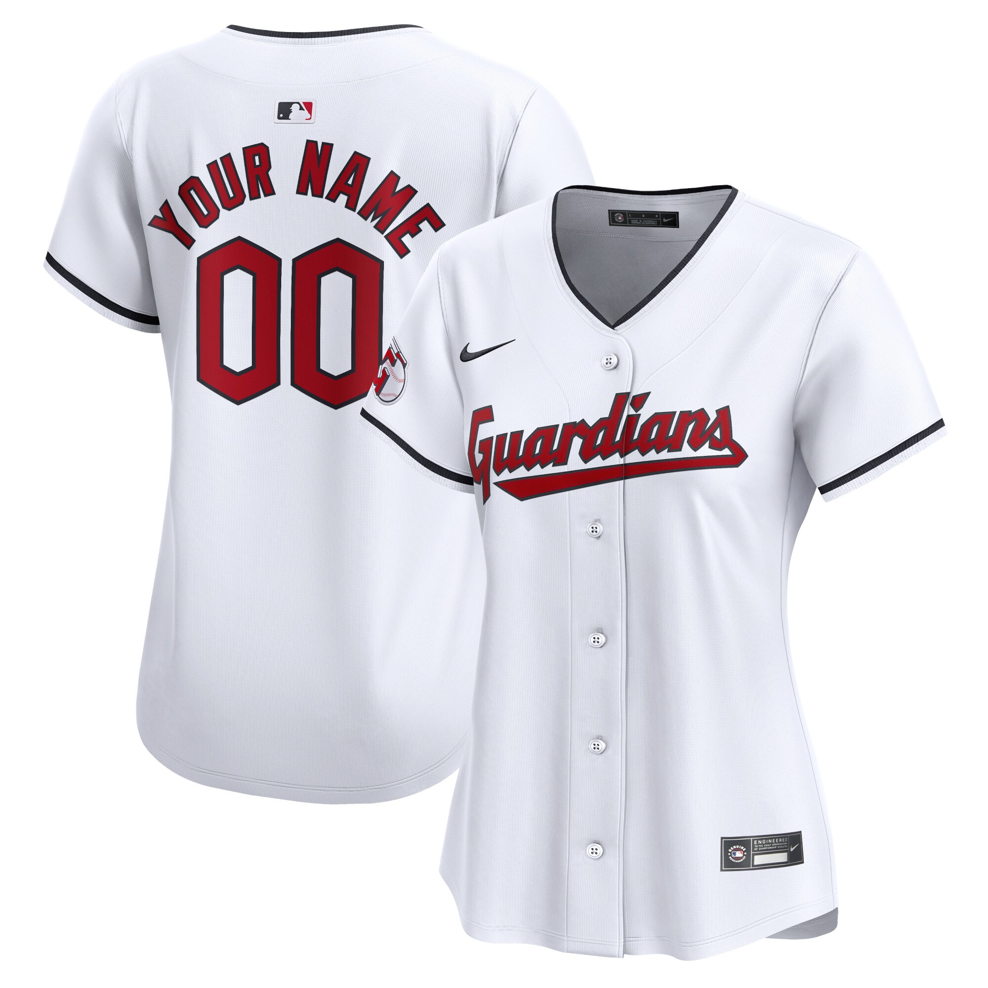 Cleveland Guardians Women's Home Limited Custom Jersey - White cheap jerseys for sale - CheapJerseys.Shop