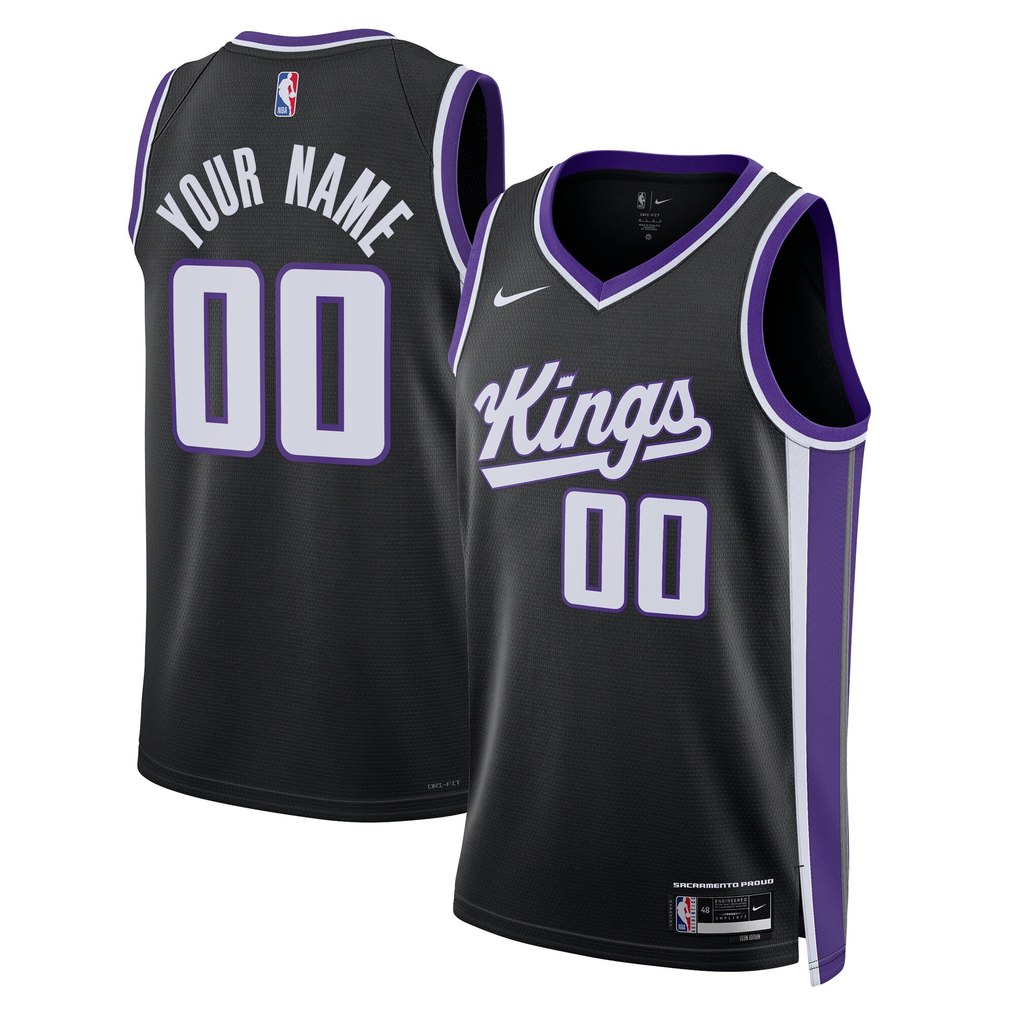 Sacramento Kings Unisex Swingman Custom Jersey - Icon Edition - Black cheap jerseys for sale - CheapJerseys.Shop