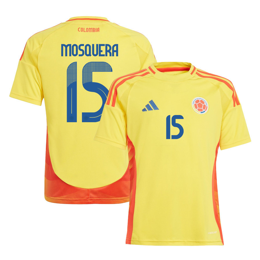 Yerson Mosquera 15 Colombia National Team 2024/25 Home YOUTH Jersey - Yellow cheap jerseys for sale - CheapJerseys.Shop