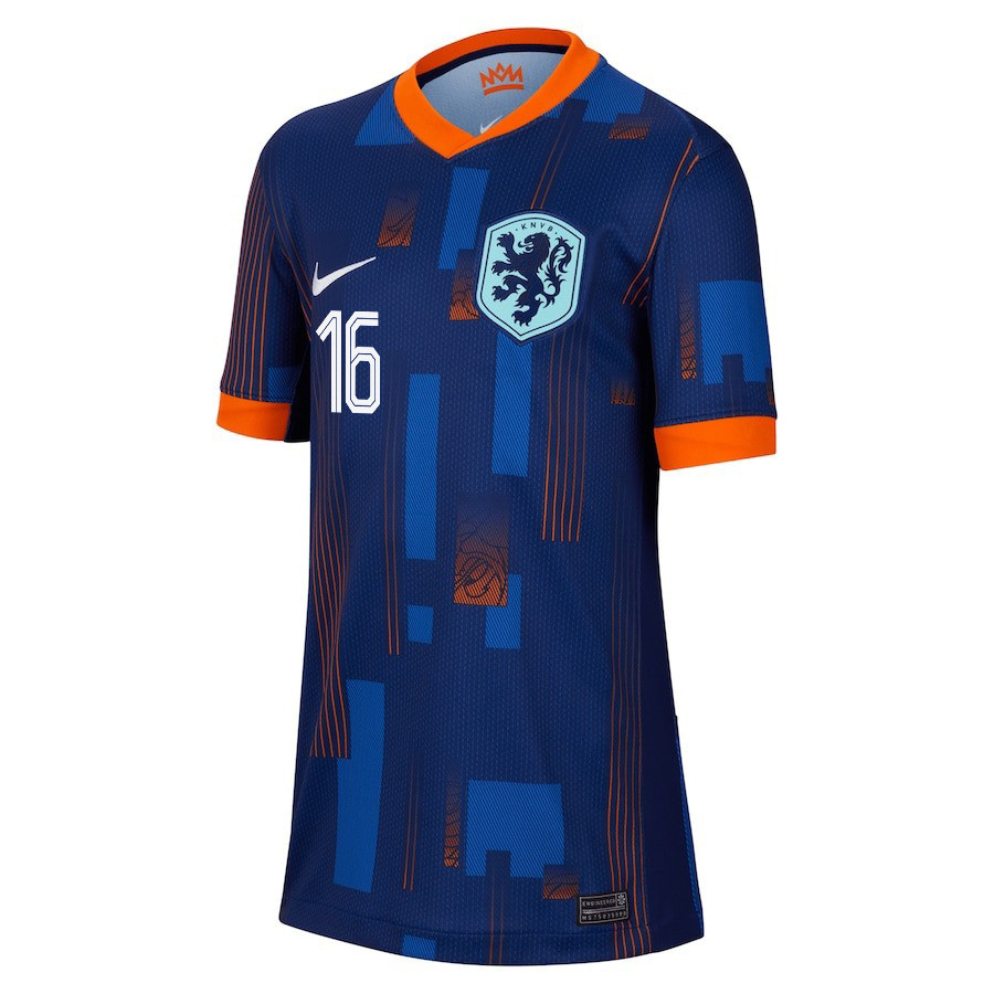 Joey Veerman 16 Netherlands National Team 2024/25 Away YOUTH Jersey - Navy cheap jerseys for sale - CheapJerseys.Shop