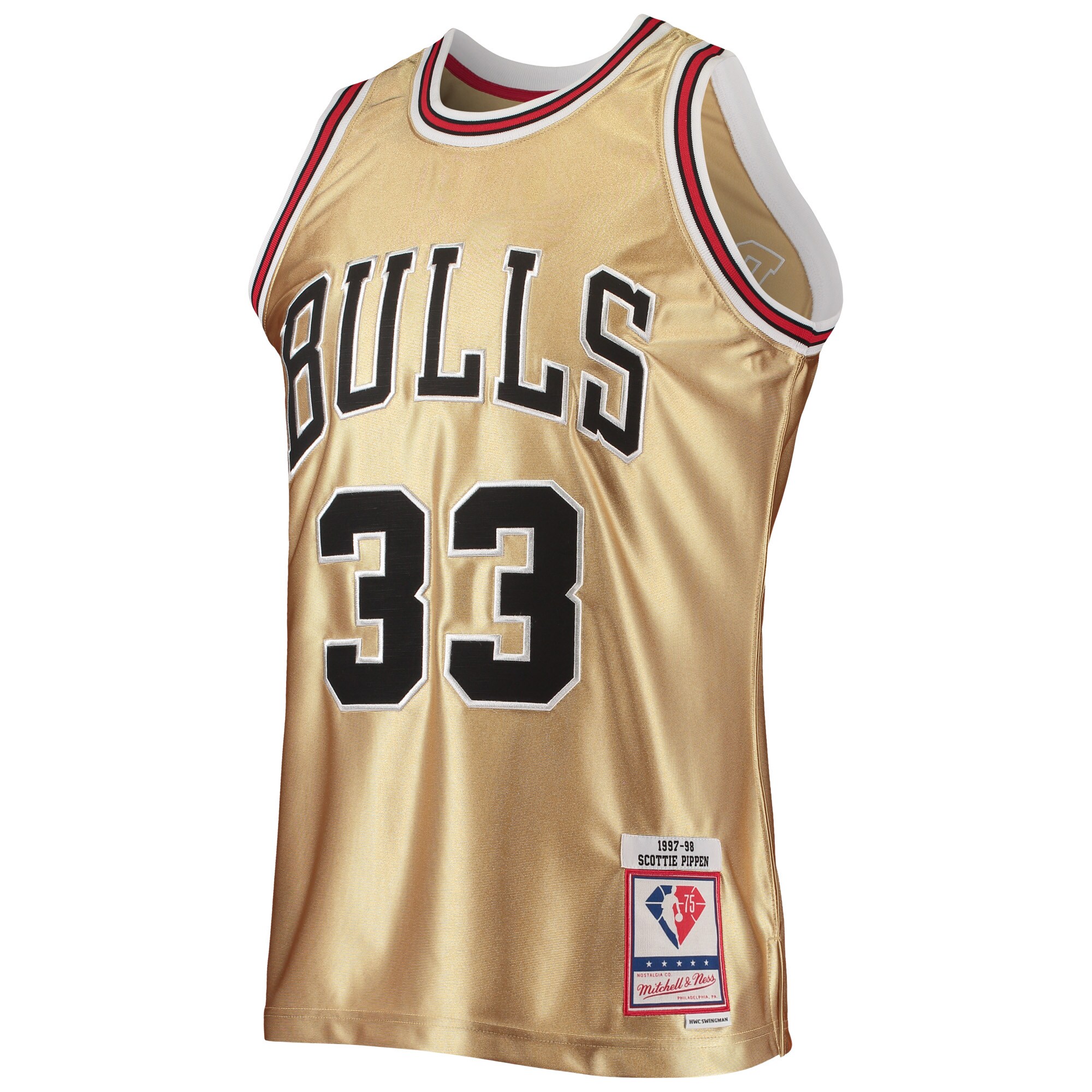 Scottie Pippen Chicago Bulls Mitchell & Ness 75th Anniversary 1997\/98 Hardwood Classics Swingman Jersey - Gold cheap jerseys for sale - CheapJerseys.Shop
