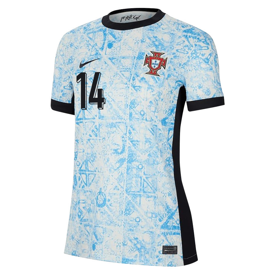 Gonçalo Inácio 14 Portugal National Team 2024/25 Away WOMEN Jersey - Cream/Blue cheap jerseys for sale - CheapJerseys.Shop