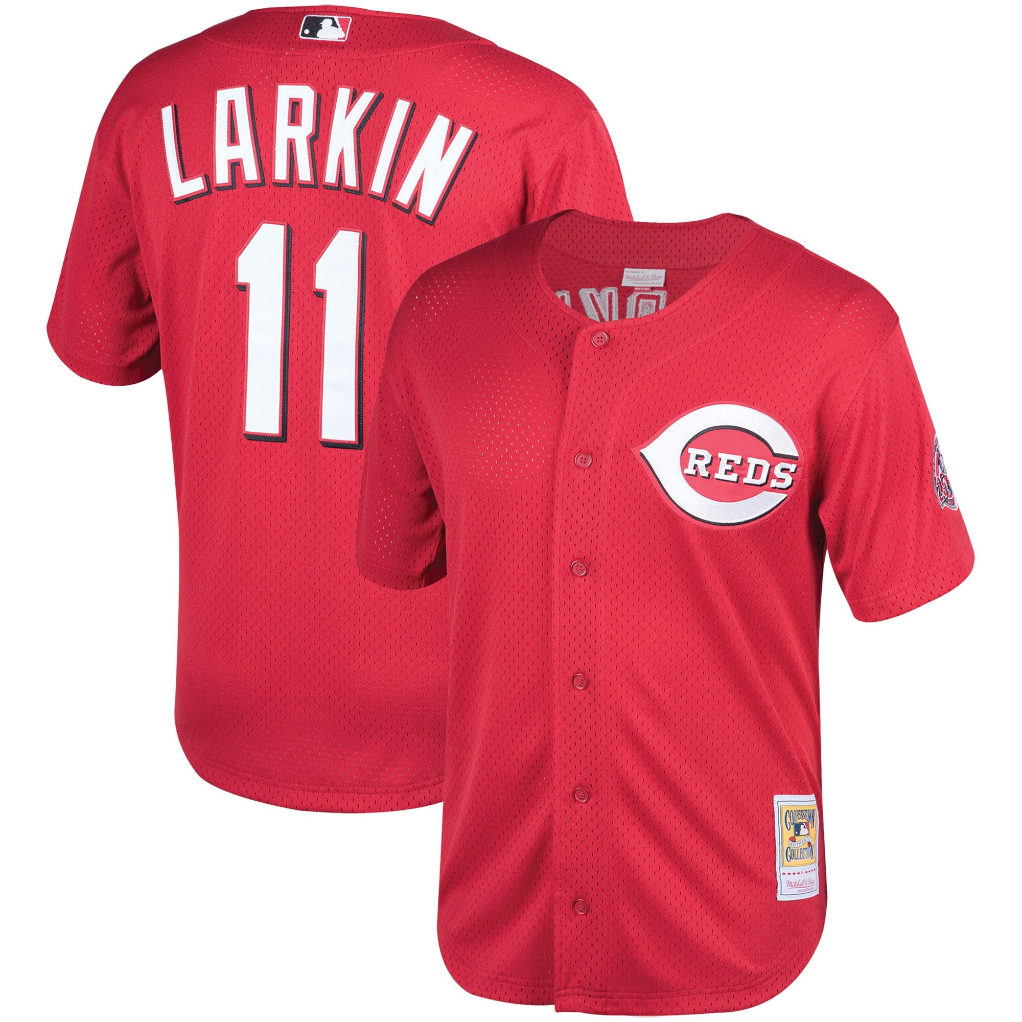 Barry Larkin Cincinnati Reds Mitchell & Ness Throwback Cooperstown Mesh Batting Practice Jersey - Red cheap jerseys for sale - CheapJerseys.Shop