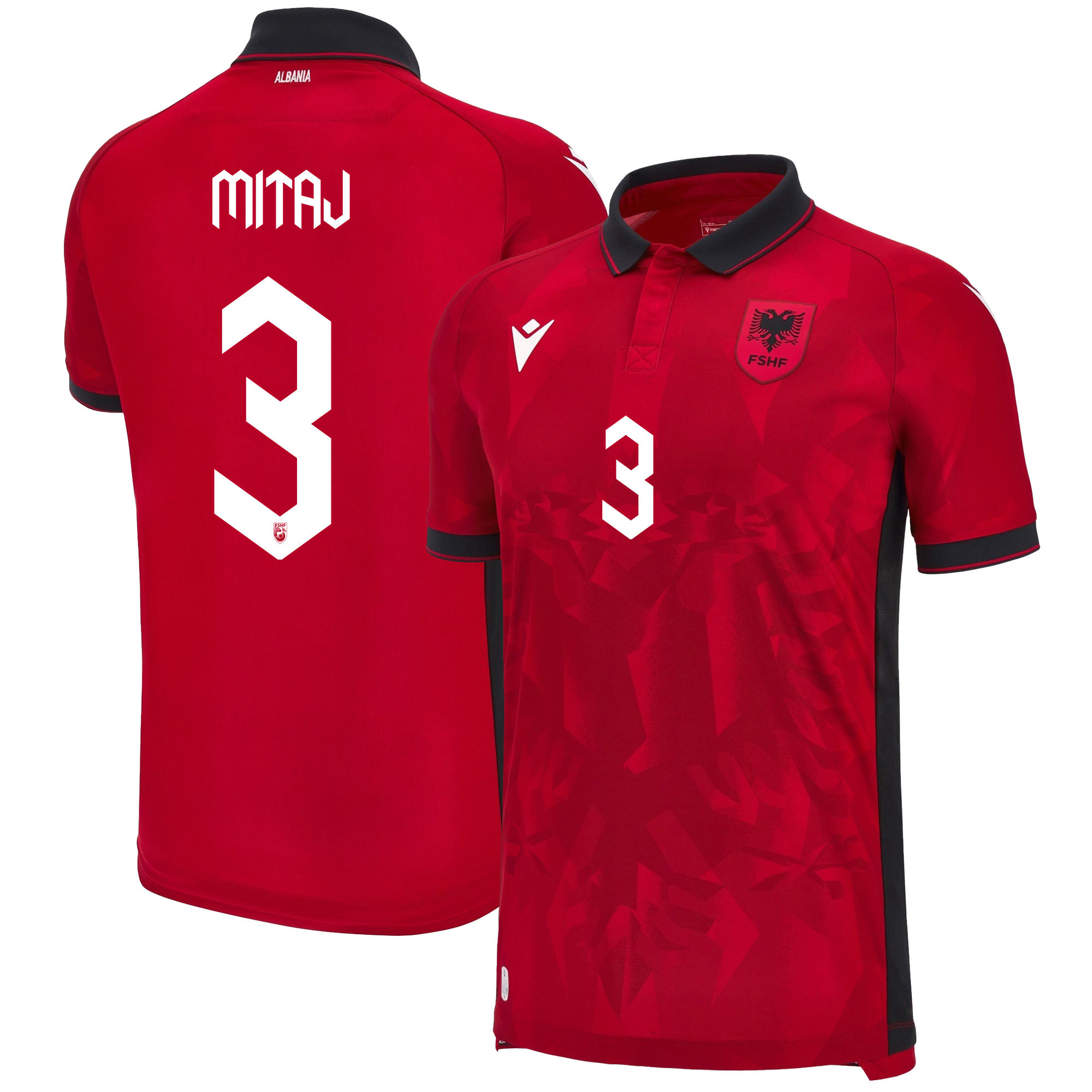 Mario Mitaj 3 Albania National Team 2024/25 Home Men Jersey - Red cheap jerseys for sale - CheapJerseys.Shop