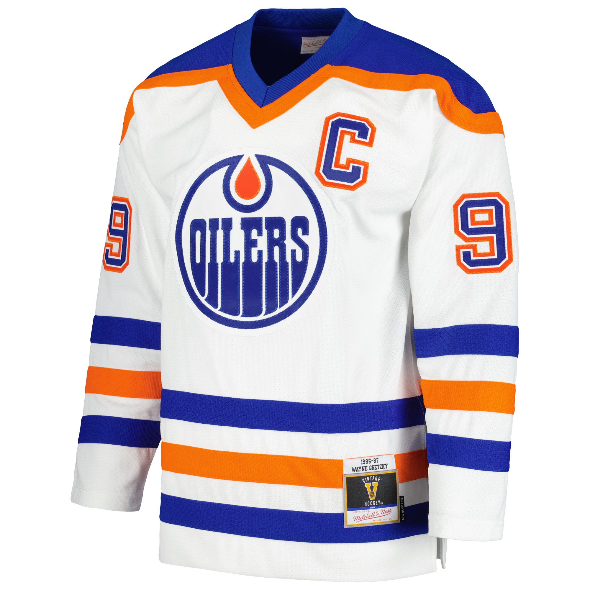 Wayne Gretzky Edmonton Oilers Mitchell & Ness 1986\/87 Blue Line Player Jersey - White cheap jerseys for sale - CheapJerseys.Shop