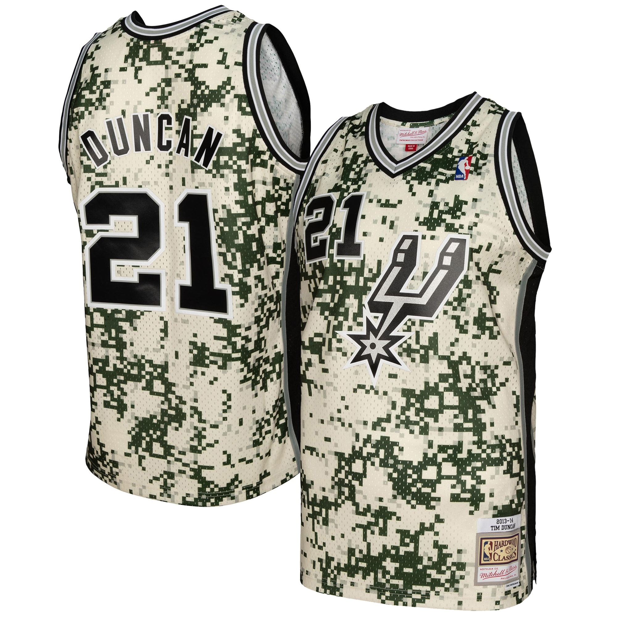 Tim Duncan San Antonio Spurs Mitchell & Ness 2013\/14 Swingman Jersey - Camo cheap jerseys for sale - CheapJerseys.Shop