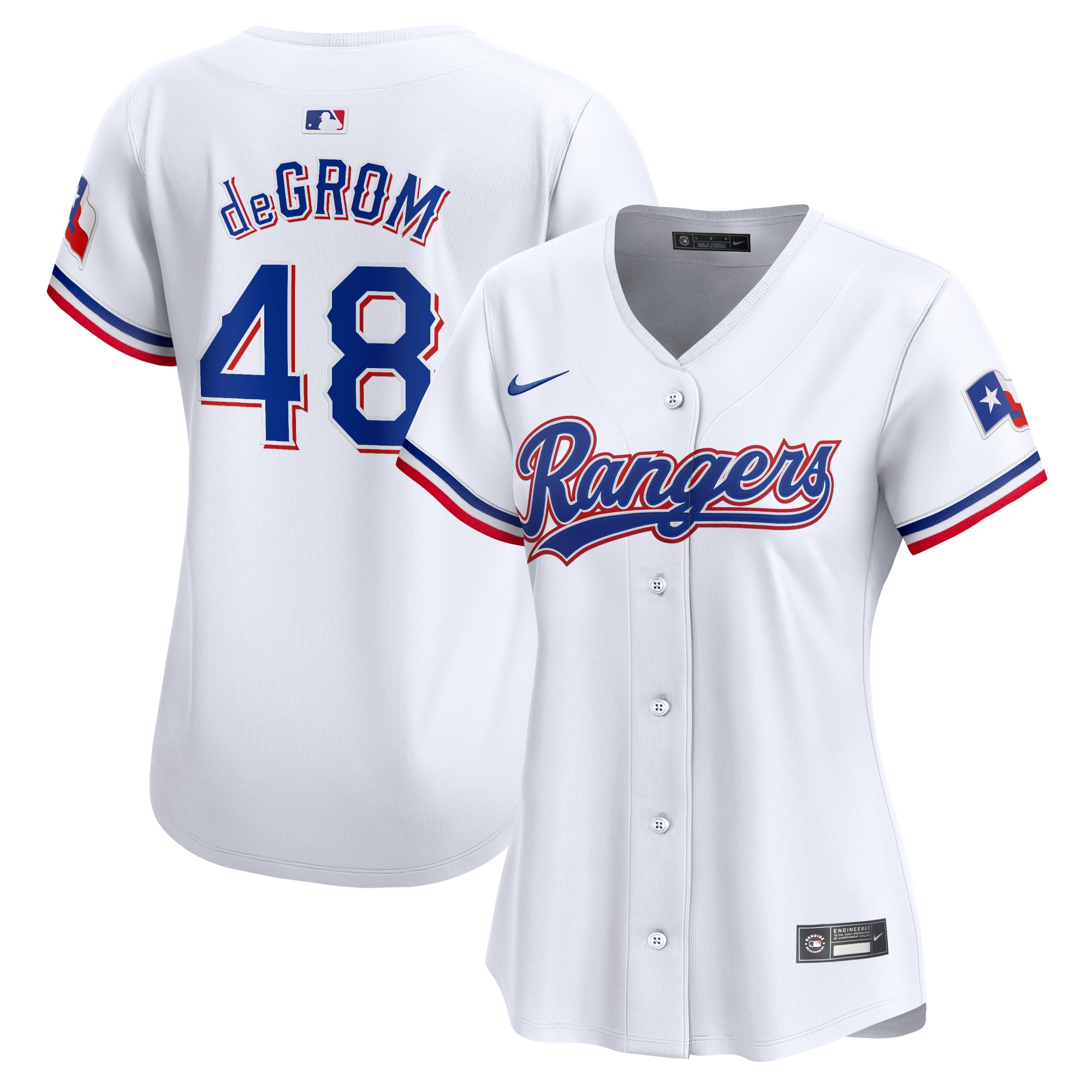 Jacob deGrom Texas Rangers Women's Home Limited Player Jersey - White cheap jerseys for sale - CheapJerseys.Shop