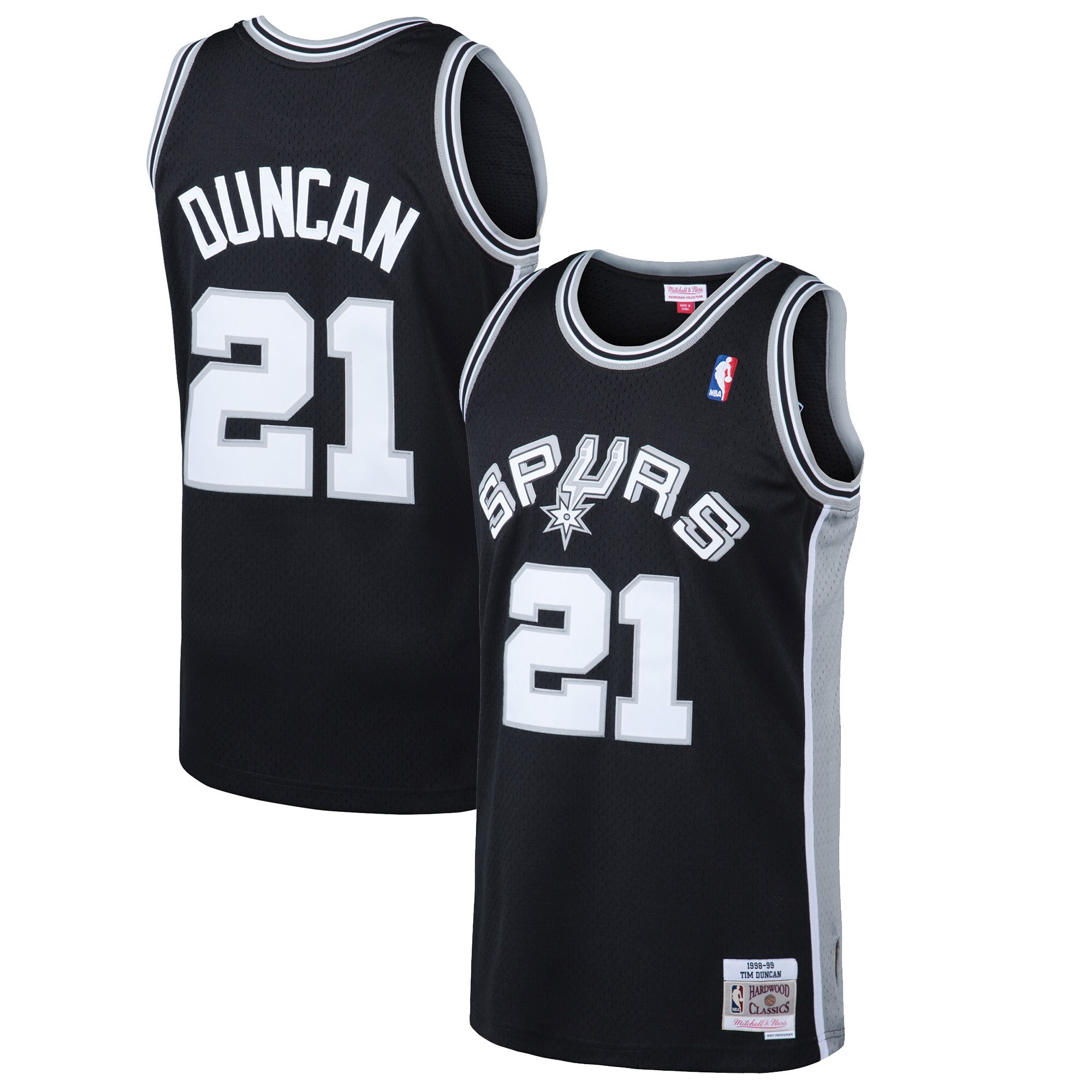 Tim Duncan San Antonio Spurs Mitchell & Ness 1998\/99 Hardwood Classics Swingman Jersey - Black cheap jerseys for sale - CheapJerseys.Shop