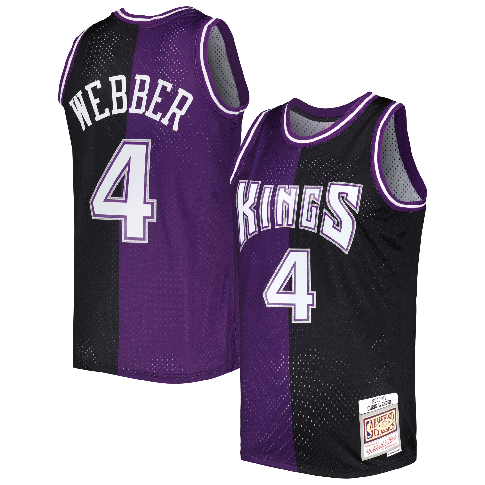 Chris Webber Sacramento Kings Mitchell & Ness Hardwood Classics 2000\/01 Split Swingman Jersey - Purple\/Black cheap jerseys for sale - CheapJerseys.Shop