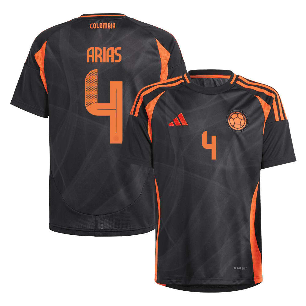 Santiago Arias 4 Colombia National Team 2024/25 Away YOUTH Jersey - Black cheap jerseys for sale - CheapJerseys.Shop