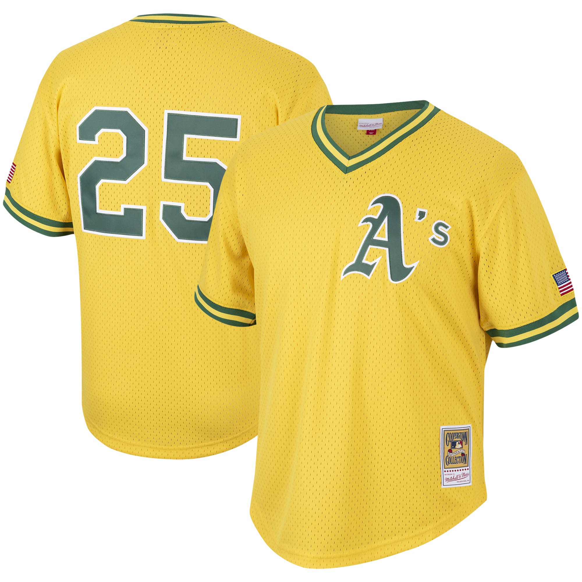 Mark McGwire Oakland Athletics Mitchell & Ness Cooperstown Collection Mesh Batting Practice Jersey - Gold cheap jerseys for sale - CheapJerseys.Shop