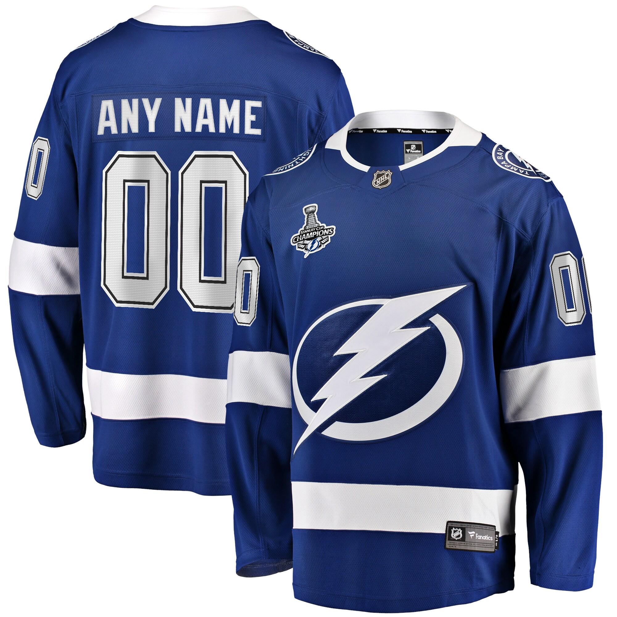 Tampa Bay Lightning Fanatics 2021 Stanley Cup Champions Home Breakaway Custom Jersey - Blue cheap jerseys for sale - CheapJerseys.Shop