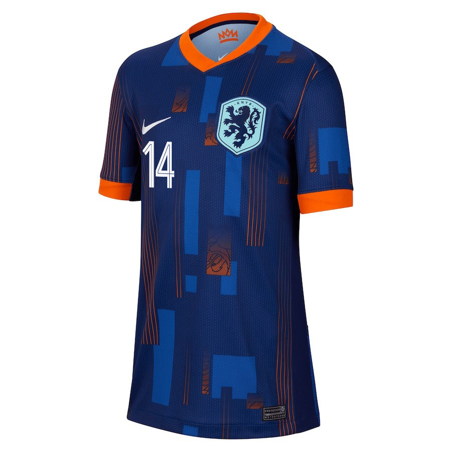 Davy Klaassen 14 Netherlands National Team 2024/25 Away YOUTH Jersey - Navy cheap jerseys for sale - CheapJerseys.Shop