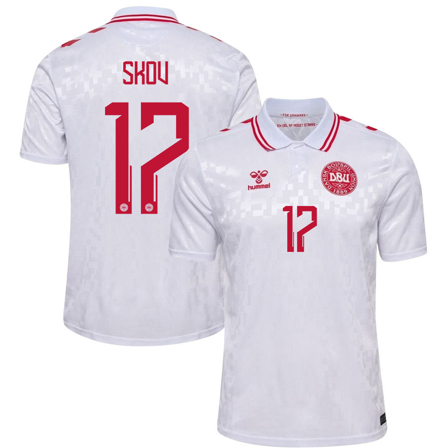 Robert Skov 17 Denmark National Team 2024/25 Away Men Jersey - White cheap jerseys for sale - CheapJerseys.Shop