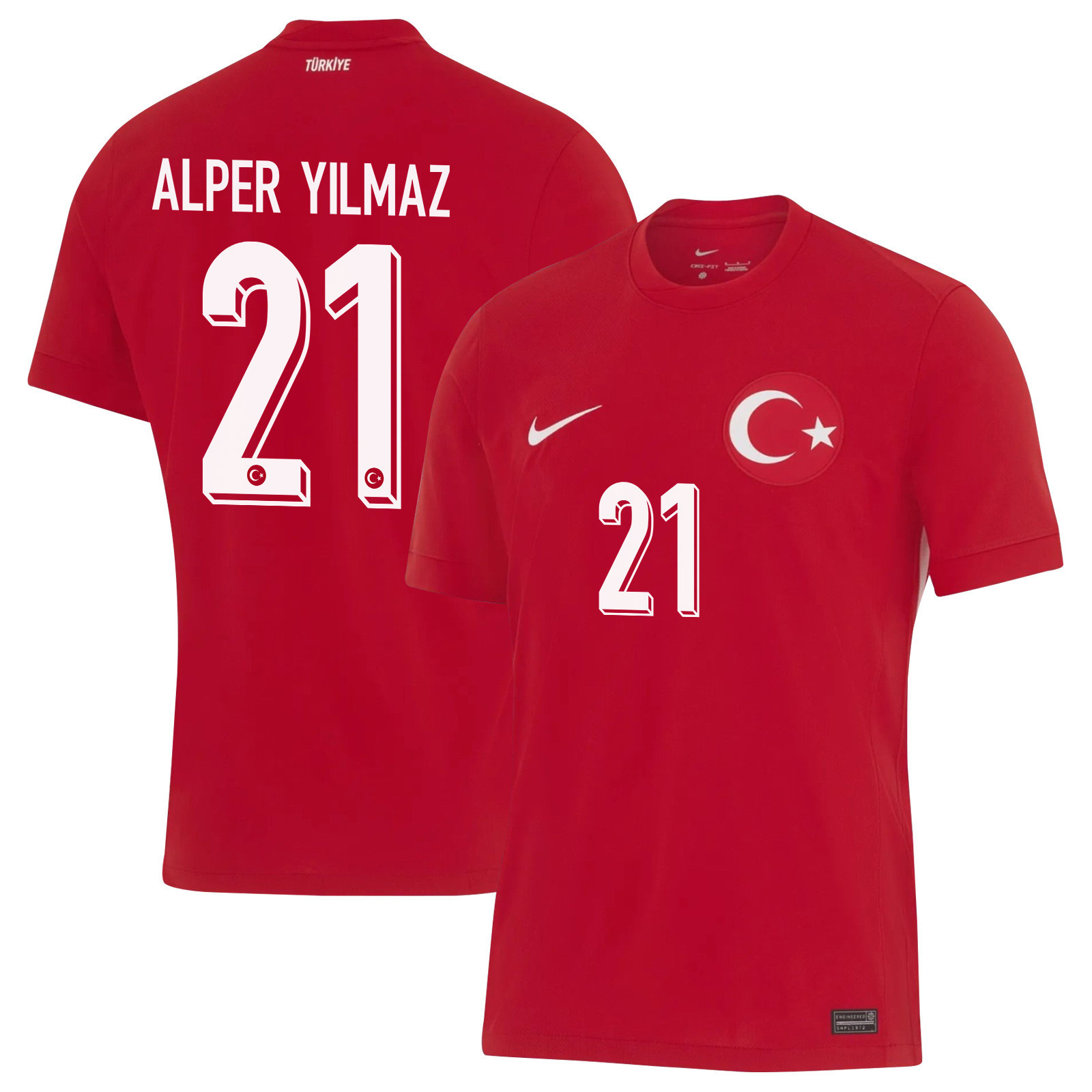 Barış Alper Yılmaz 21 Turkey National Team 2024 Away Stadium Men Jersey - Red cheap jerseys for sale - CheapJerseys.Shop