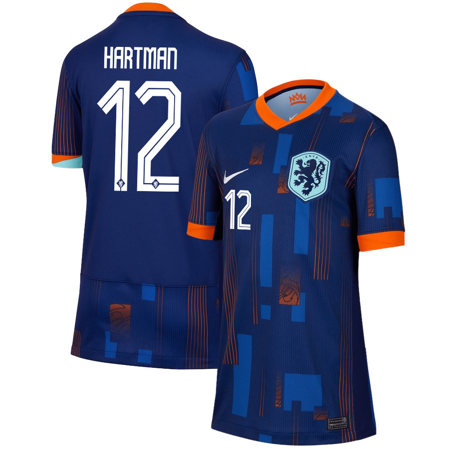 Quilindschy Hartman 12 Netherlands National Team 2024/25 Away YOUTH Jersey - Navy cheap jerseys for sale - CheapJerseys.Shop