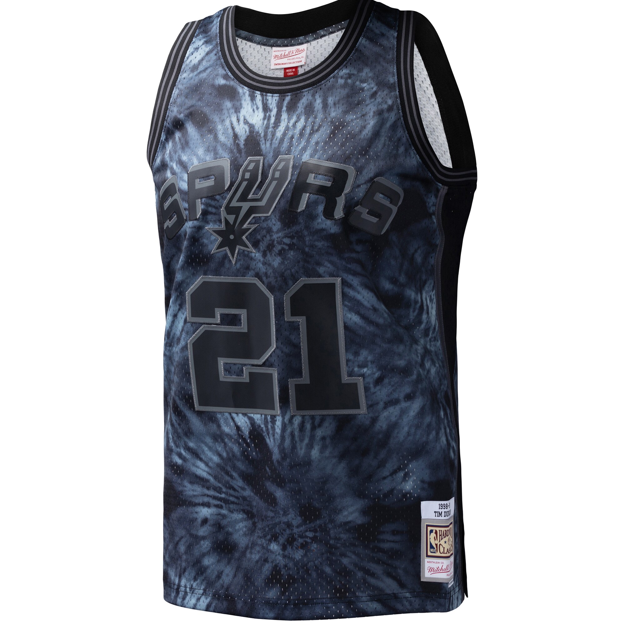 Tim Duncan San Antonio Spurs Mitchell & Ness Hardwood Classics 1998\/99 Tie-Dye Swingman Jersey - Black cheap jerseys for sale - CheapJerseys.Shop