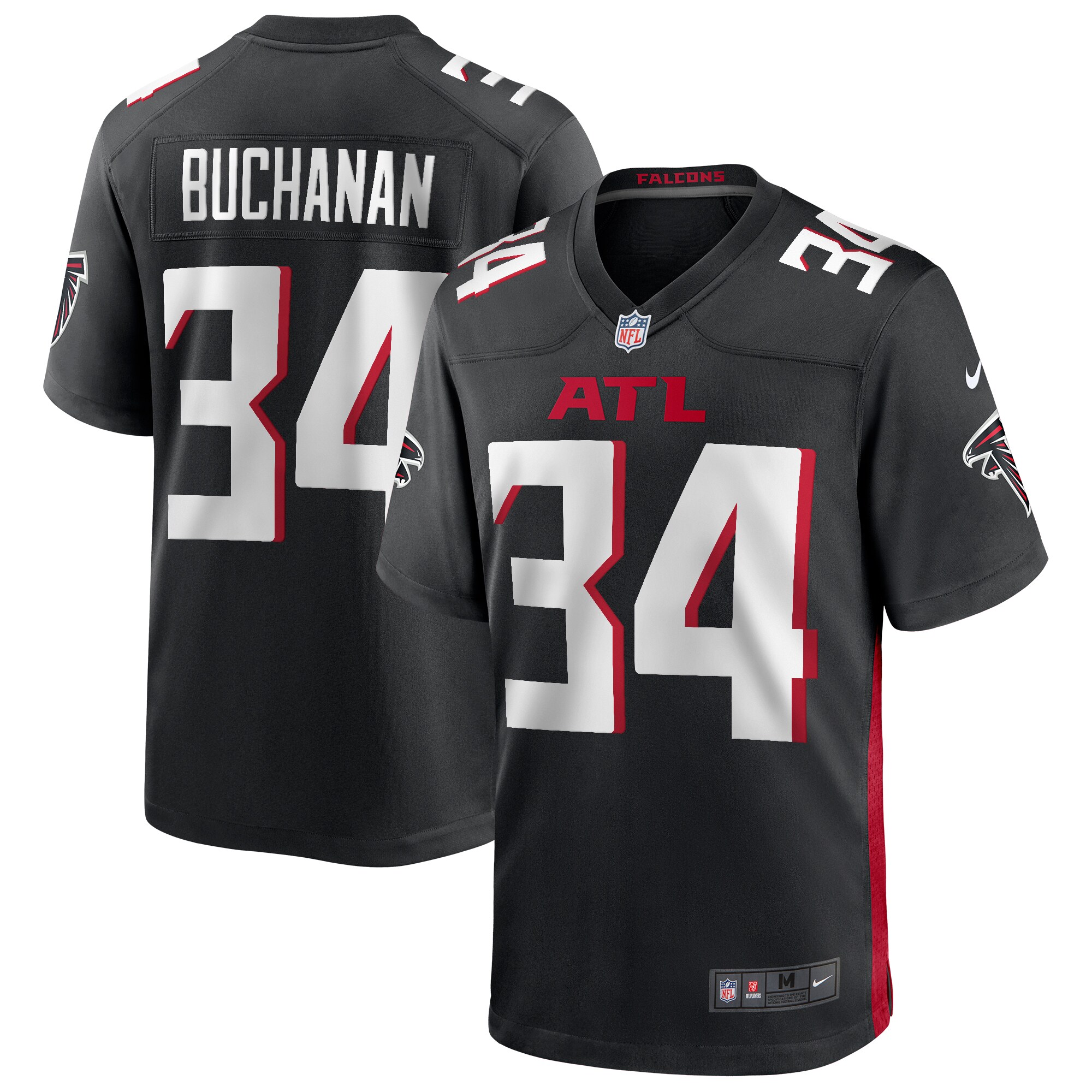 Ray Buchanan Atlanta Falcons Game Retired Player Jersey - Black cheap jerseys for sale - CheapJerseys.Shop