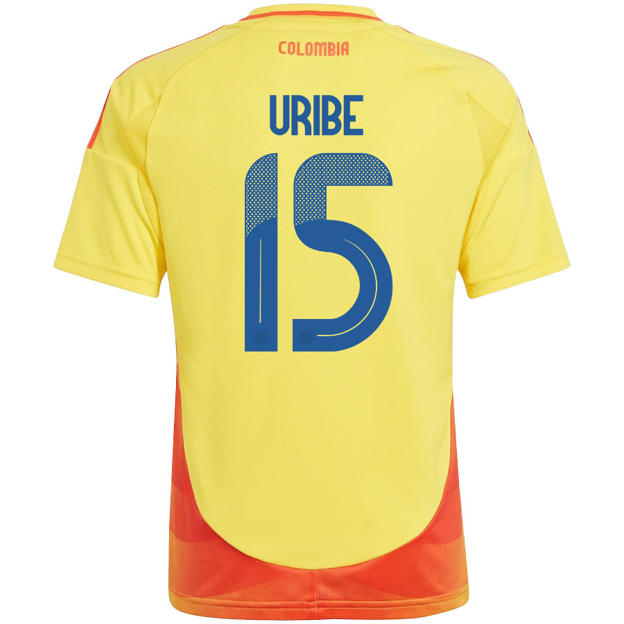 Mateus Uribe 15 Colombia National Team 2024/25 Home YOUTH Jersey - Yellow cheap jerseys for sale - CheapJerseys.Shop