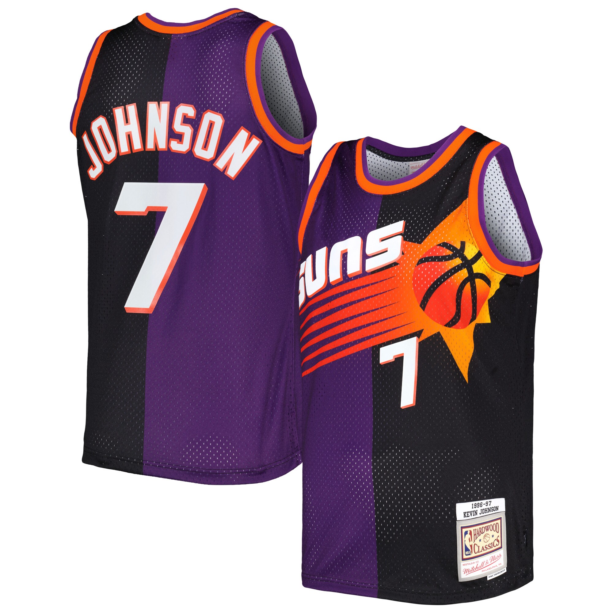 Kevin Johnson Phoenix Suns Mitchell & Ness Hardwood Classics 1996\/97 Split Swingman Jersey - Purple\/Black cheap jerseys for sale - CheapJerseys.Shop