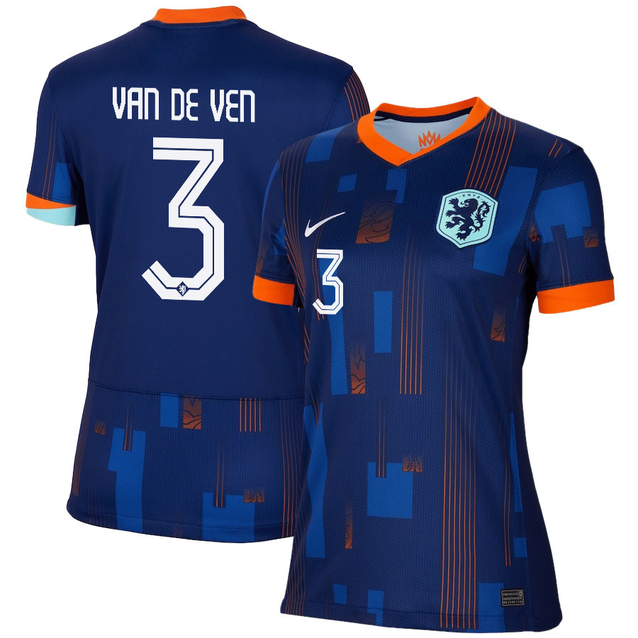 Micky van de Ven 3 Netherlands National Team 2024/25 Away WOMEN Jersey - Navy cheap jerseys for sale - CheapJerseys.Shop