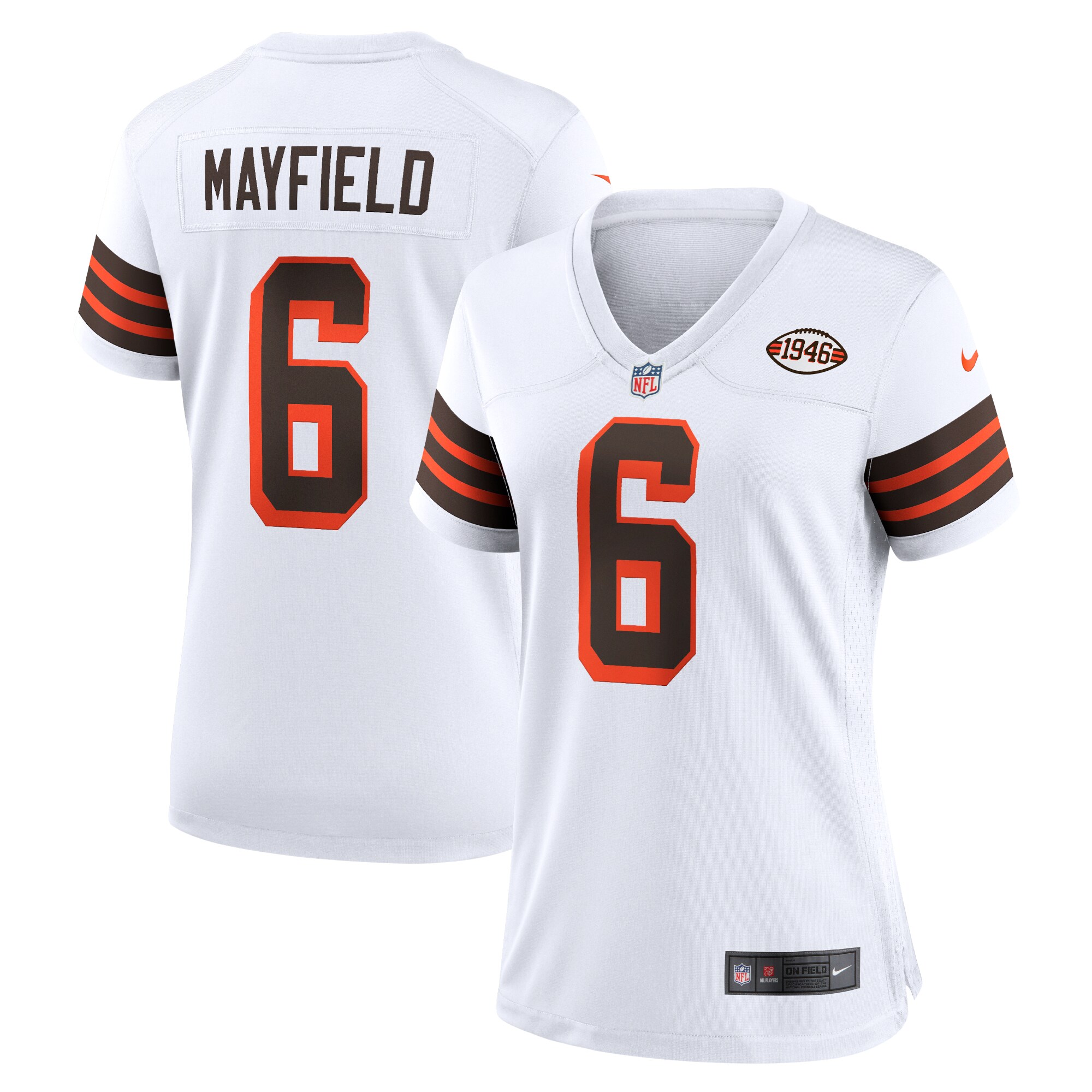 Baker Mayfield Cleveland Browns Women's 1946 Collection Alternate Game Jersey - White cheap jerseys for sale - CheapJerseys.Shop