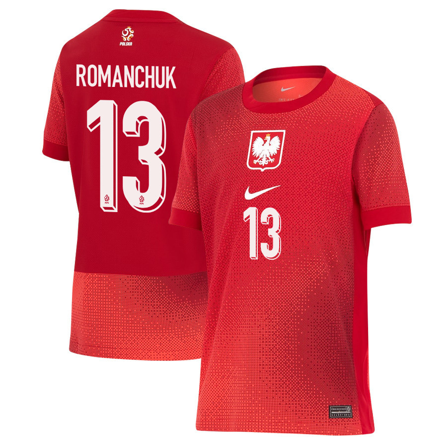 Taras Romanchuk 13 Poland National Team 2024/25 Away YOUTH Jersey - Red cheap jerseys for sale - CheapJerseys.Shop