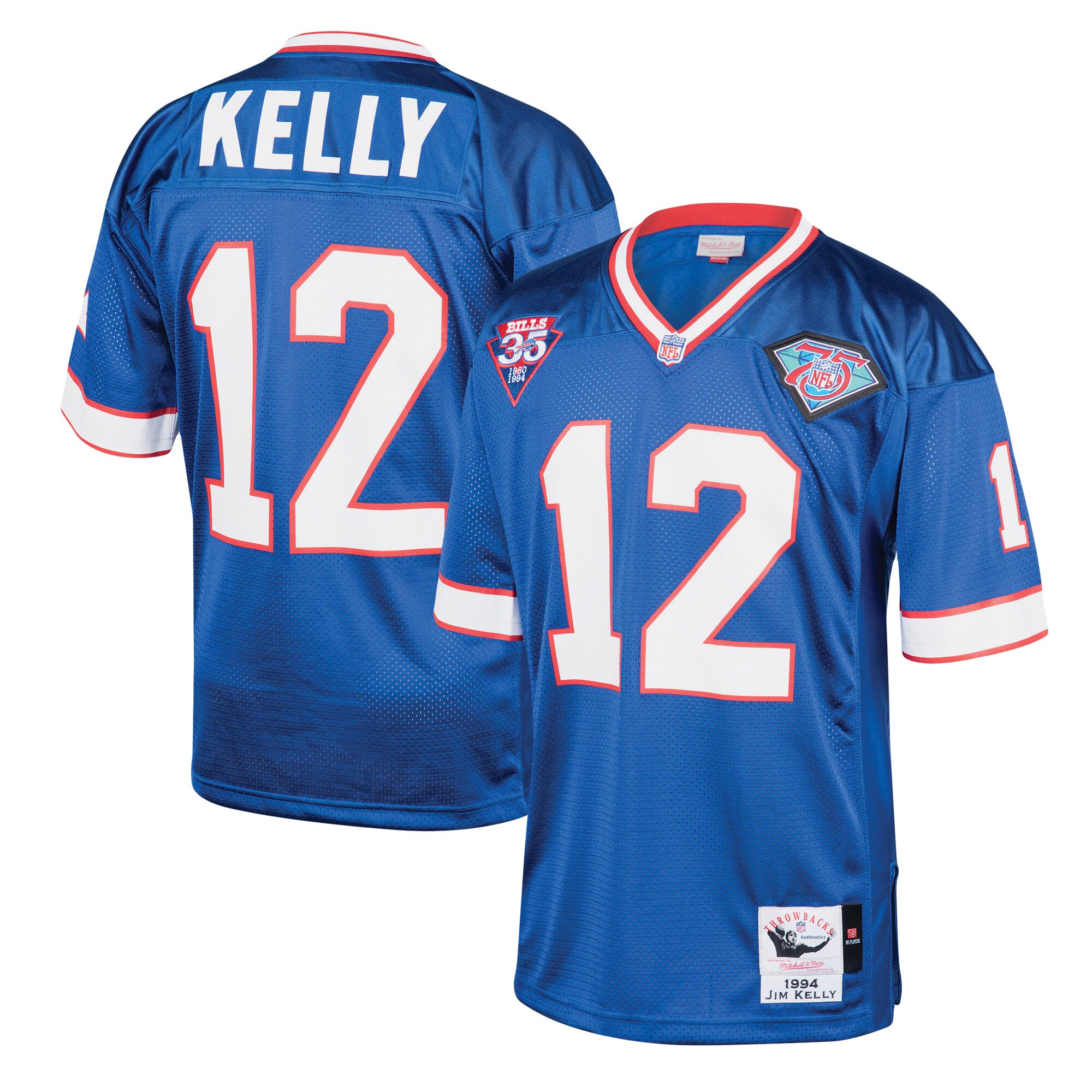Jim Kelly Buffalo Bills 1994 Mitchell & Ness Authentic Throwback Retired Player Jersey - Royal cheap jerseys for sale - CheapJerseys.Shop