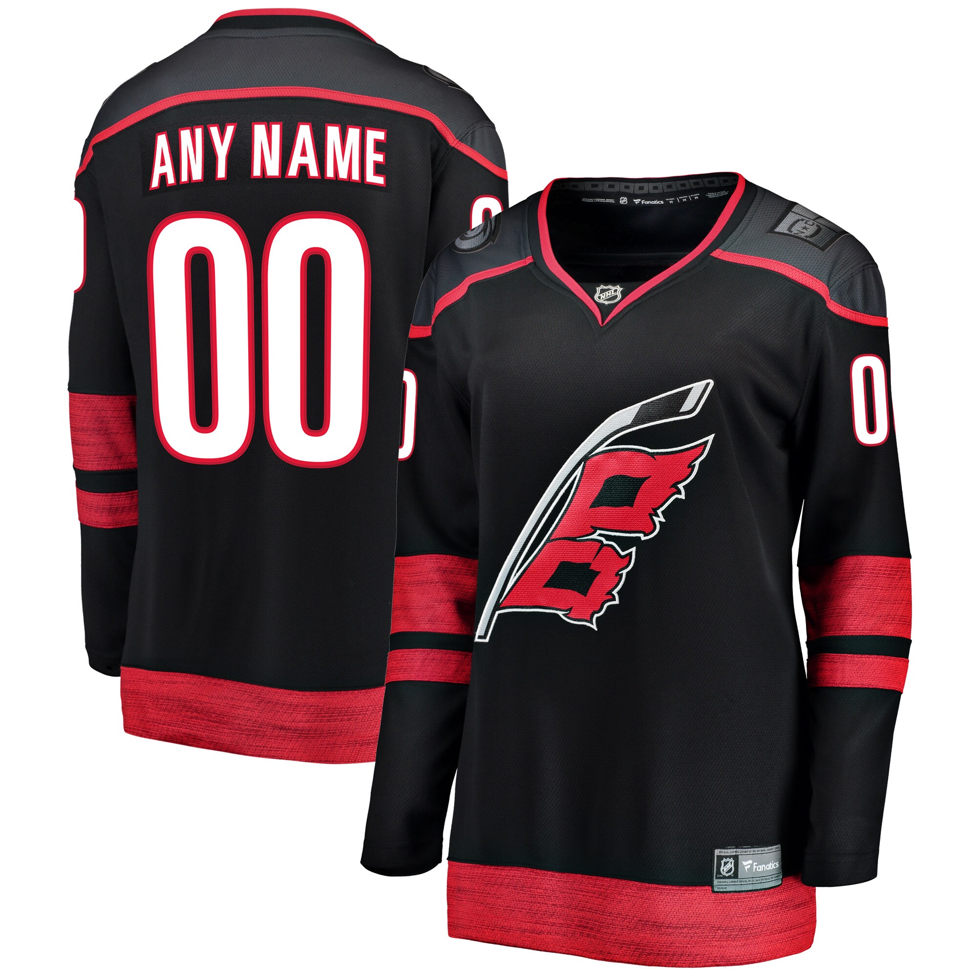 Carolina Hurricanes Fanatics Women's Home Breakaway Custom Jersey - Black cheap jerseys for sale - CheapJerseys.Shop