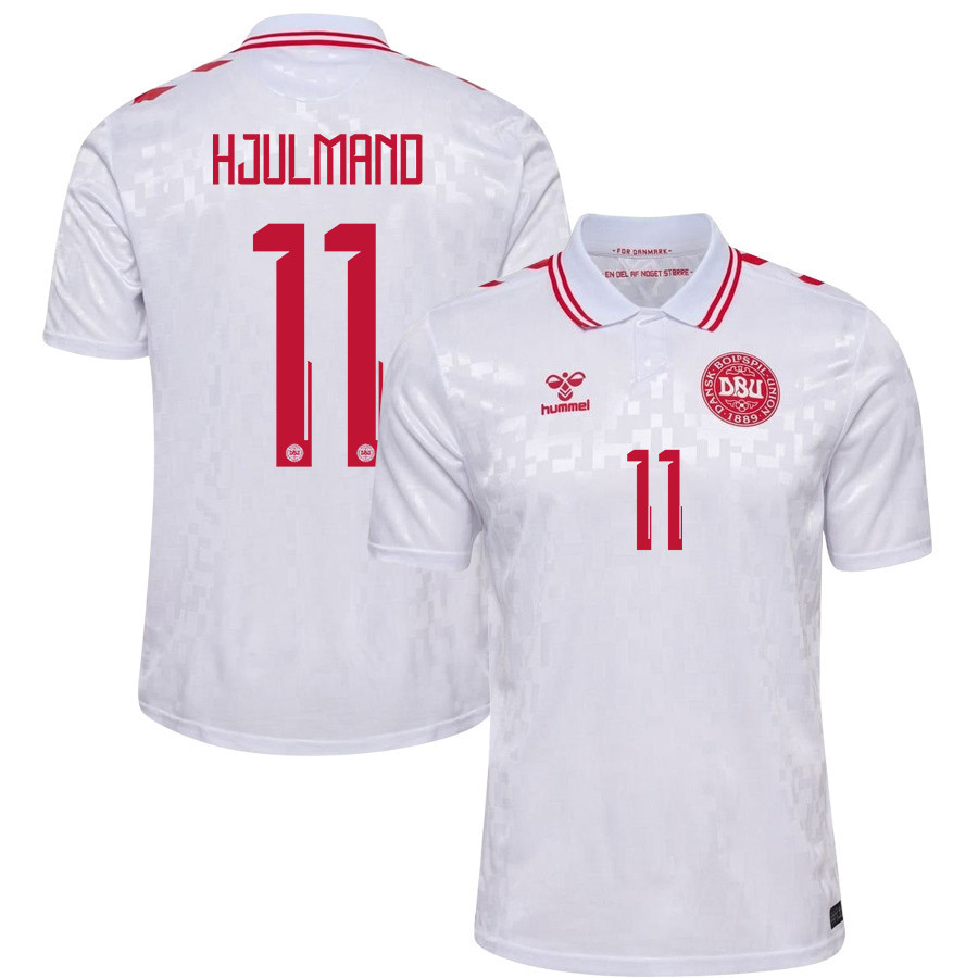 Morten Hjulmand 11 Denmark National Team 2024/25 Away Men Jersey - White cheap jerseys for sale - CheapJerseys.Shop