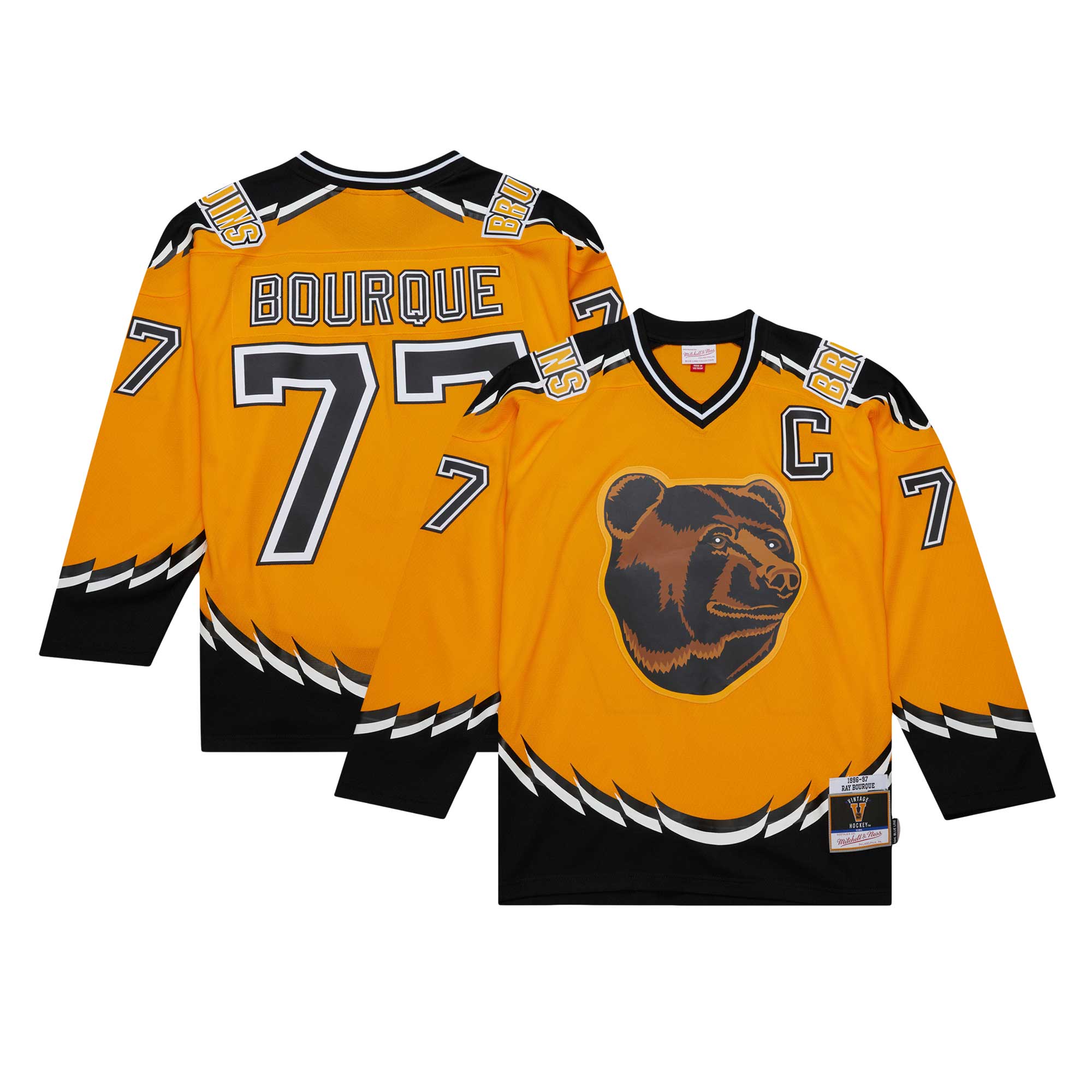 Ray Bourque Boston Bruins Mitchell & Ness 1996\/97 Captain Patch Blue Line Player Jersey - Gold cheap jerseys for sale - CheapJerseys.Shop