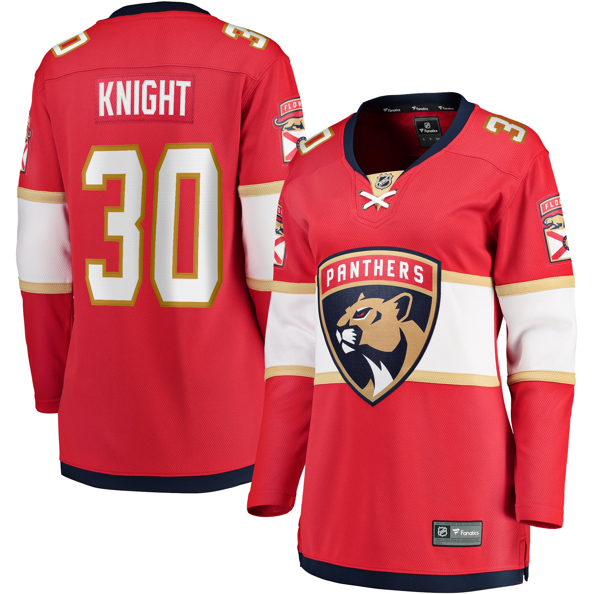 Spencer Knight Florida Panthers Fanatics Women's Home Breakaway Jersey - Red cheap jerseys for sale - CheapJerseys.Shop
