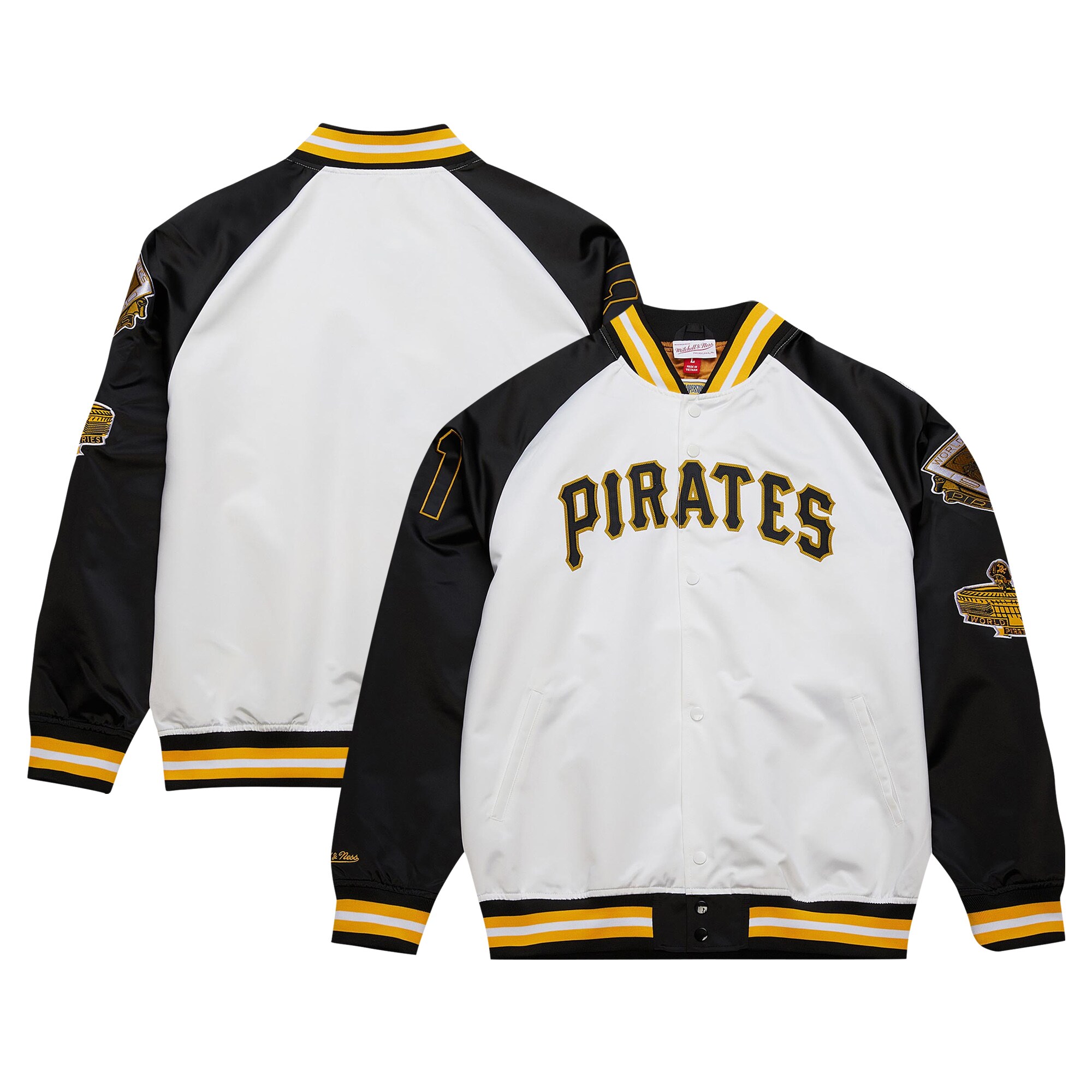 Roberto Clemente Pittsburgh Pirates Mitchell & Ness Cooperstown Collection Legends Lightweight Satin Raglan Full-Snap Jacket - White\/Black cheap jerseys for sale - CheapJerseys.Shop