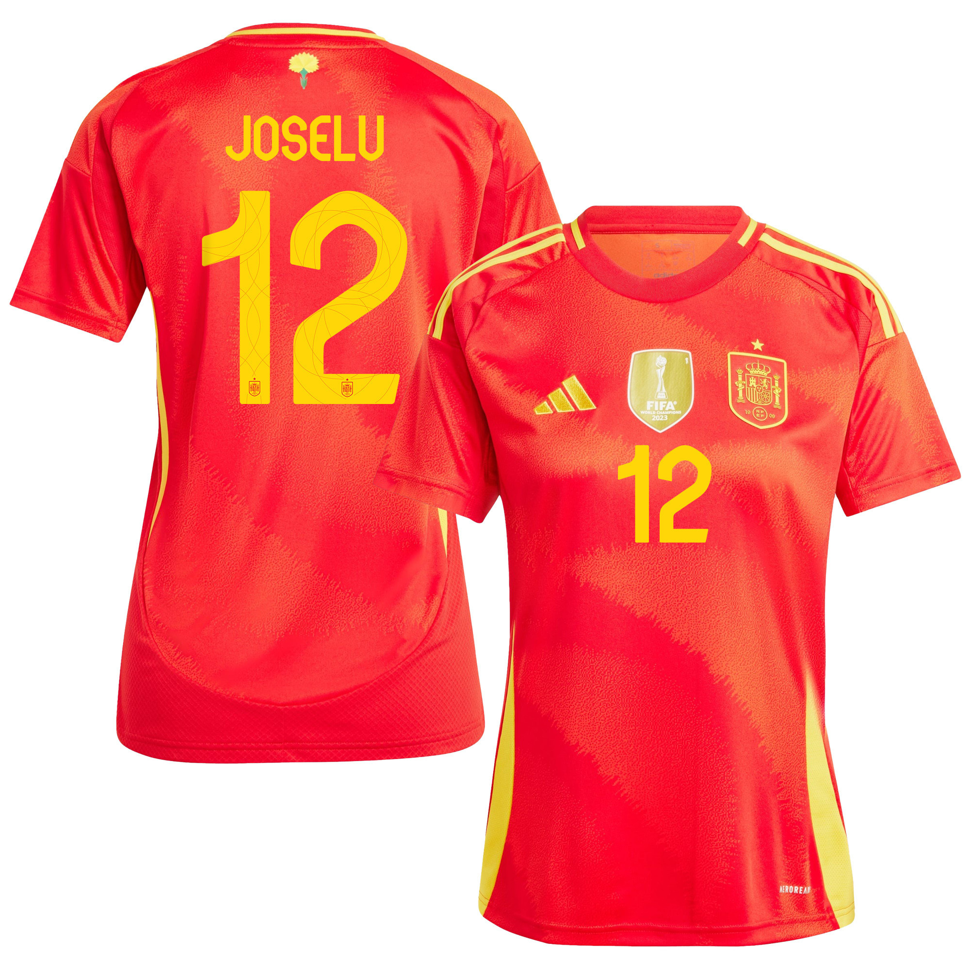 Joselu 12 Spain National Team 2024 Home WOMEN Jersey - Red cheap jerseys for sale - CheapJerseys.Shop