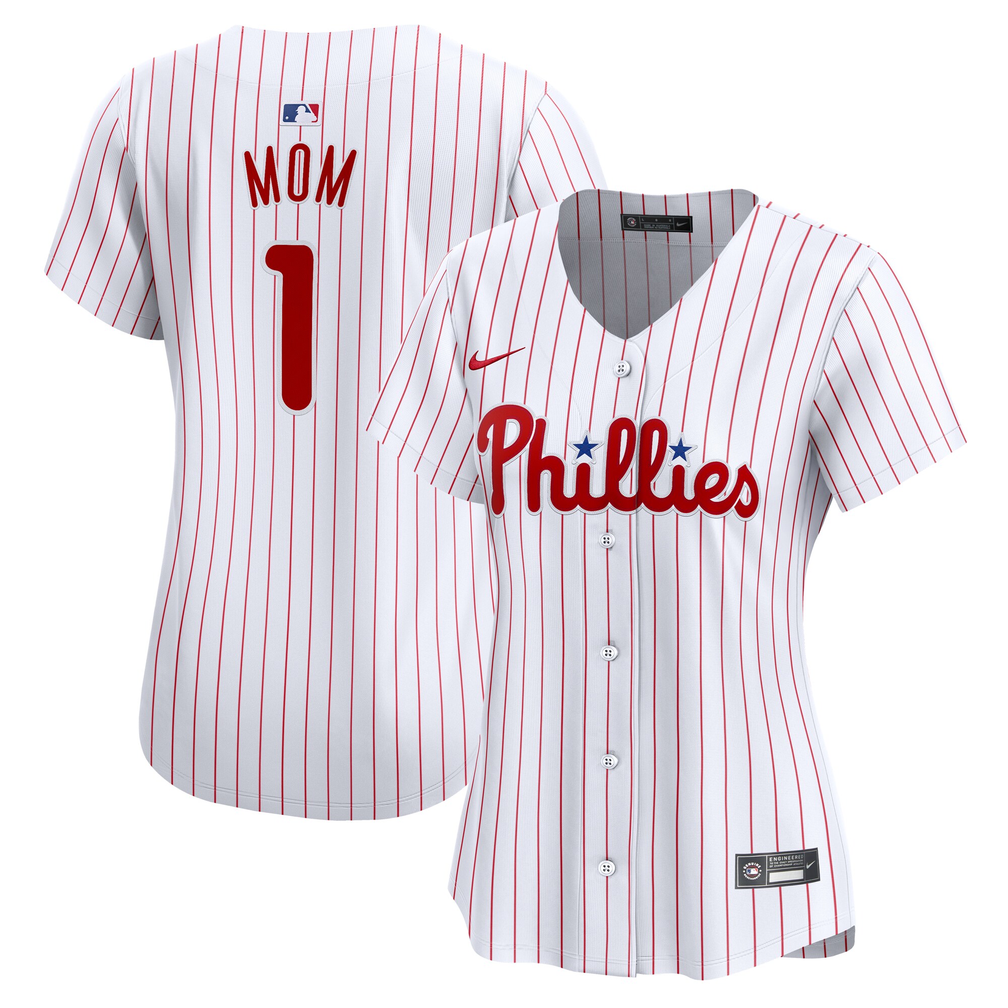 Philadelphia Phillies Women's #1 Mom Home Limited Jersey - White cheap jerseys for sale - CheapJerseys.Shop