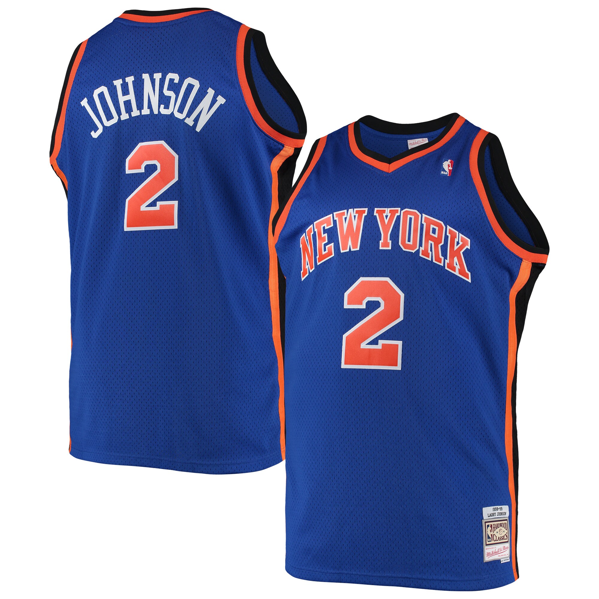 Larry Johnson New York Knicks Mitchell & Ness 1998\/99 Big & Tall Hardwood Classics Swingman Jersey - Blue cheap jerseys for sale - CheapJerseys.Shop