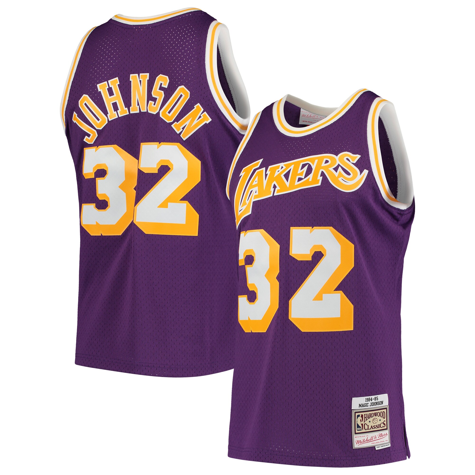 Magic Johnson Los Angeles Lakers Mitchell & Ness 1984\/85 Hardwood Classics Swingman Jersey - Purple cheap jerseys for sale - CheapJerseys.Shop