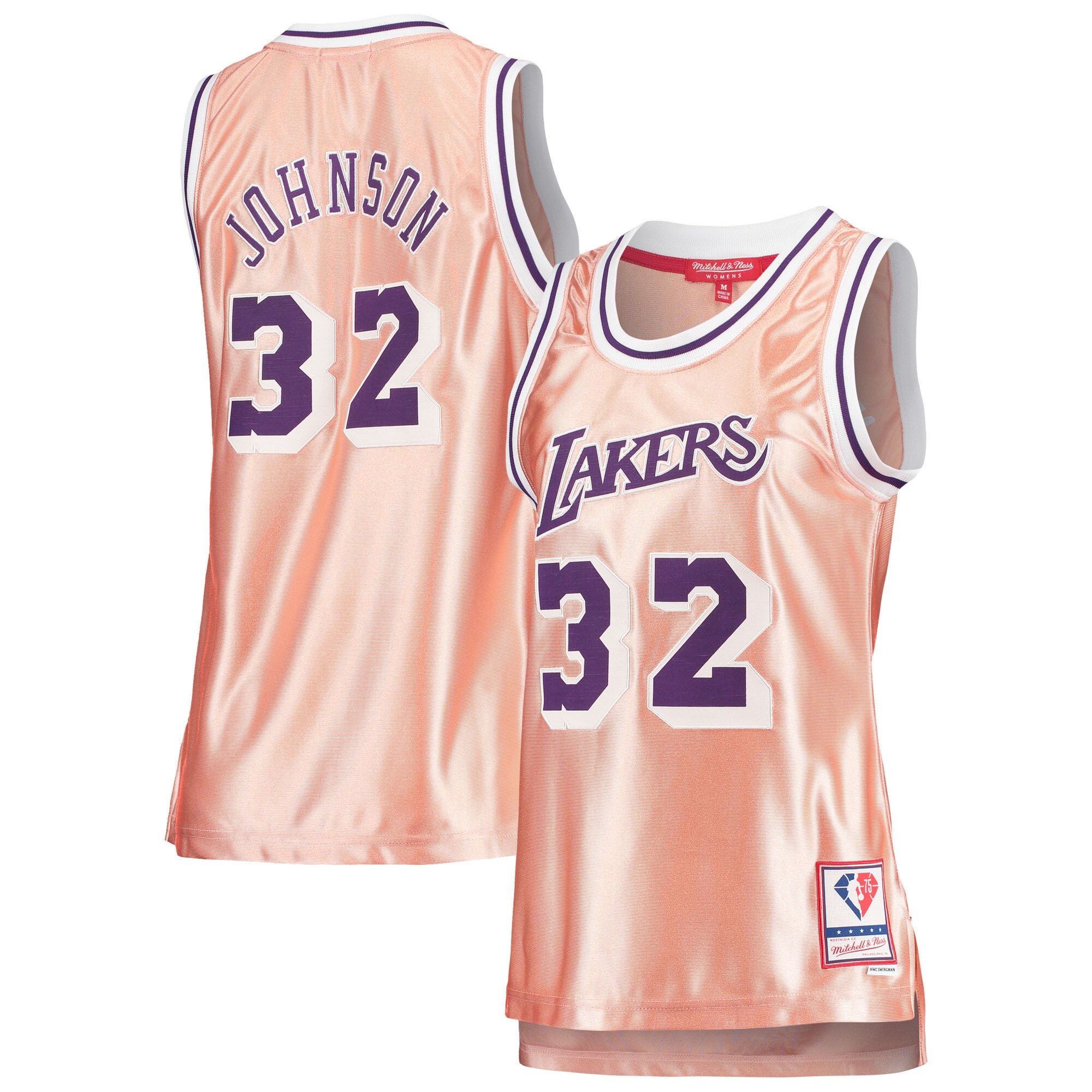 Magic Johnson Los Angeles Lakers Mitchell & Ness Women's 75th Anniversary Rose Gold 1984 Swingman Jersey - Pink cheap jerseys for sale - CheapJerseys.Shop